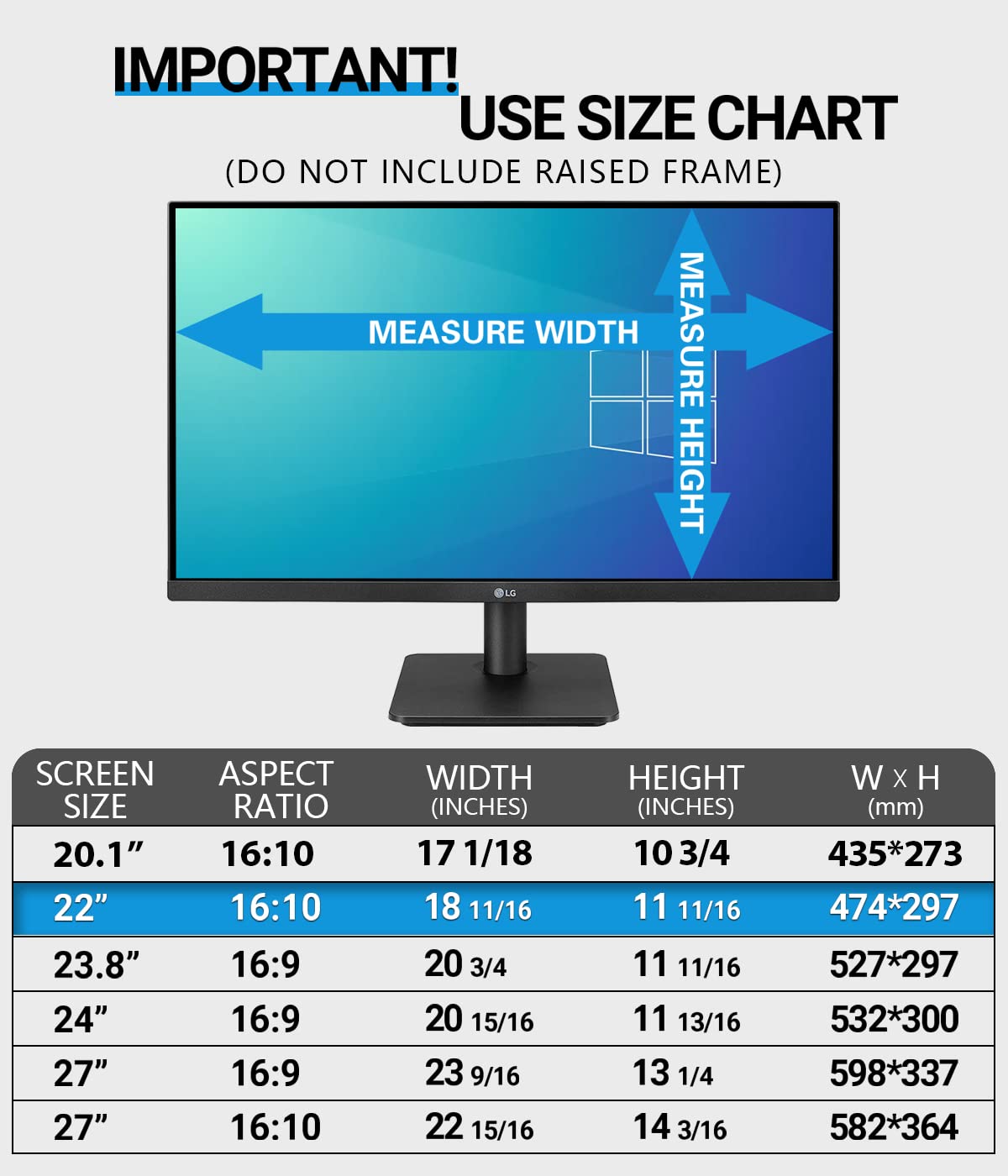 Filmext Computer Privacy Screen 22 Inch Removable Privacy Shield Anti Glare Monitor Protector, Blue Light Reduction Filter, Data