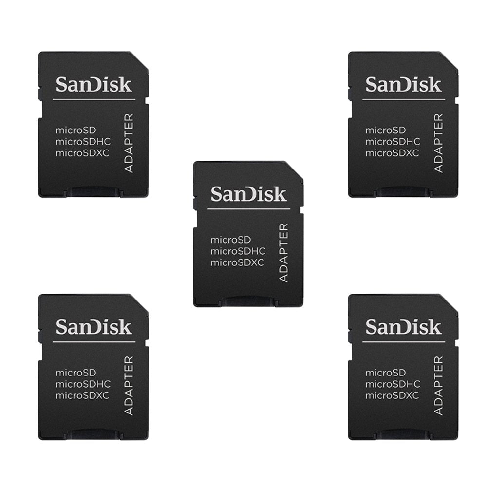 5 Pack Sandisk MicroSD MicroSDHC to SD SDHC Adapter. Works with Memory Cards up to 32GB Capacity (Bulk Packaged).