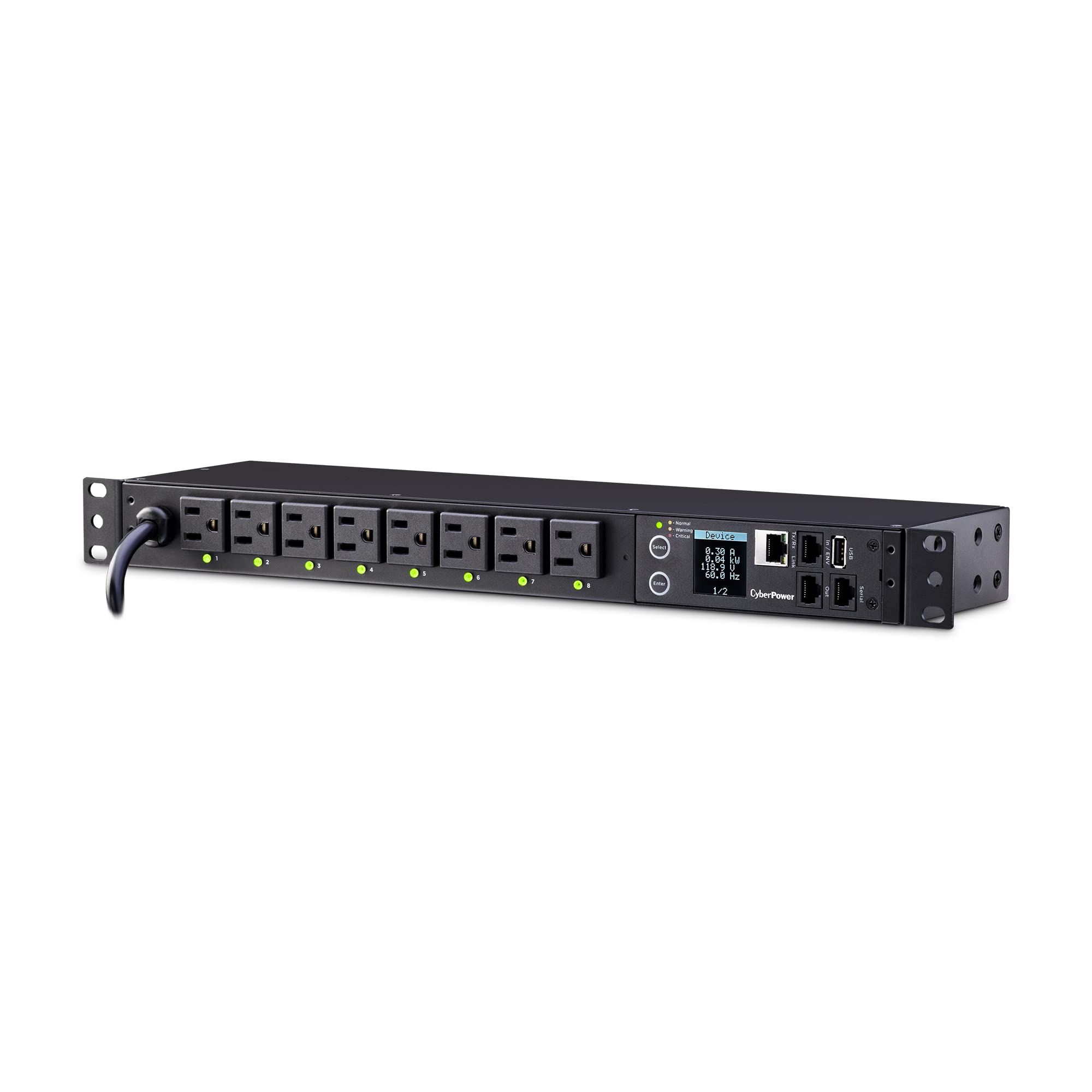 Cyberpower Pdu41001 Switched Pdu, 120V/15A, 8 Outlets, 1U Rackmount