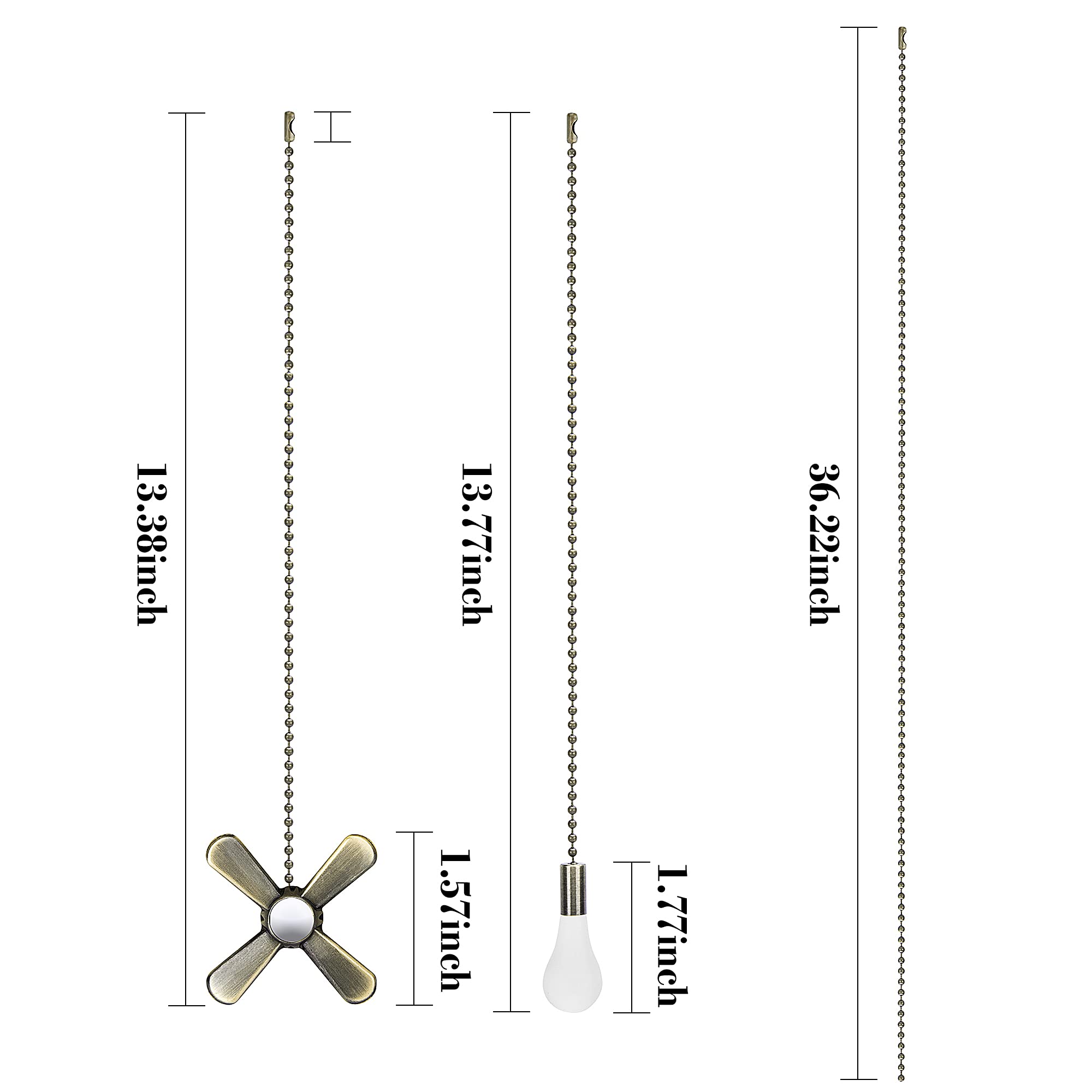 Iceyyyy Bronze Ceiling Fan Pull Chain Set Including 4Pcs Beaded Ball Fan Pull Chain Pendant, Extra 8Pcs Beaded And Pull Loop Con