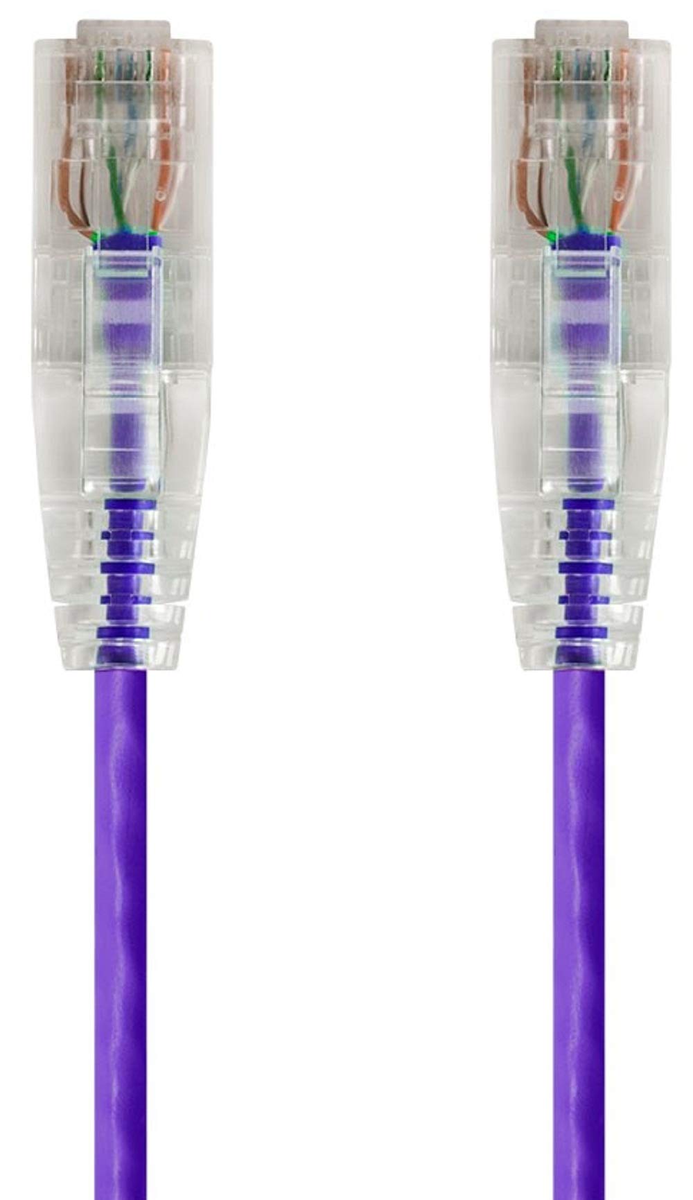 Monoprice Cat6 Ethernet Patch Cable   Snagless, Stranded, 550Mhz, Utp, Cmr Rated, 28Awg, 0.5 Feet, Purple   Slimrun Series