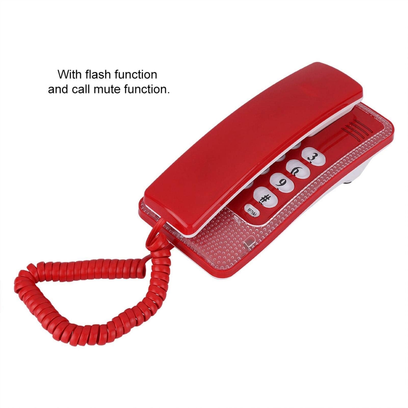 Diyeeni Mini Wall Phone, Retro Wall Mountable Landline Telephone With Flash Function And Call Mute Function, Rj45 Interface Powe