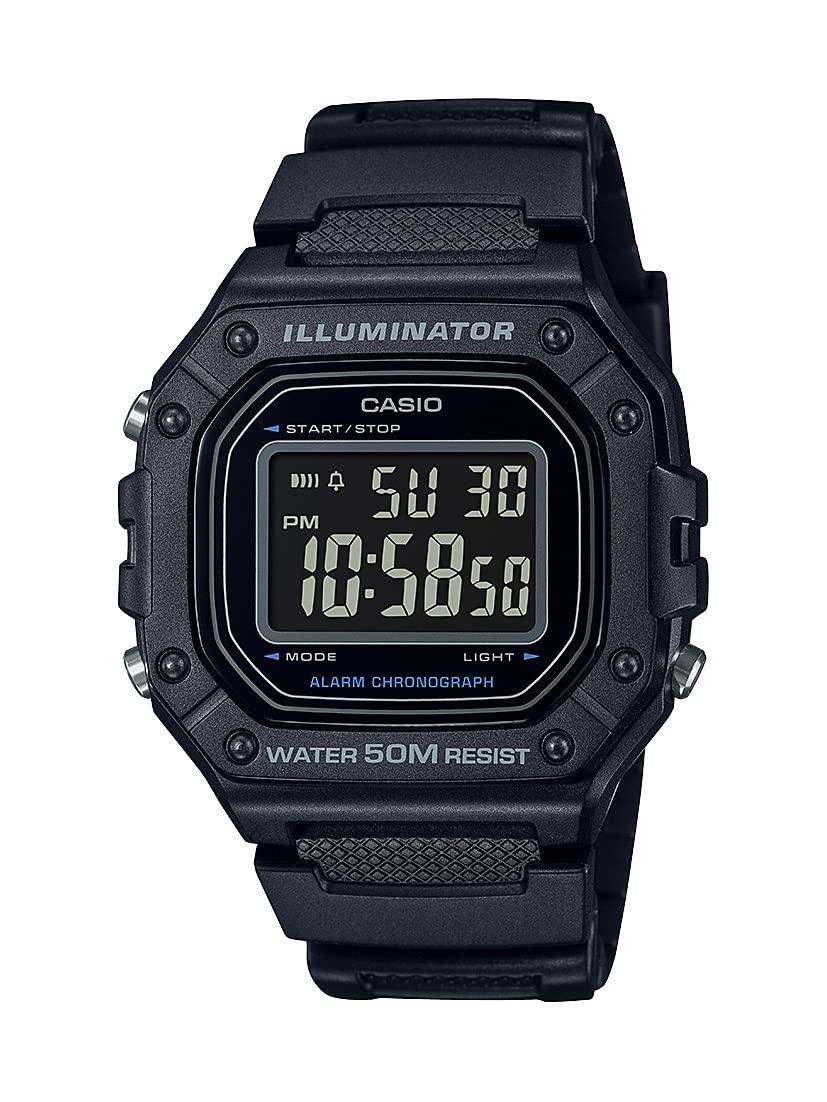 Casio Illuminator Daily Alarm Chronograph Digital Stopwatch W218H 1Bv