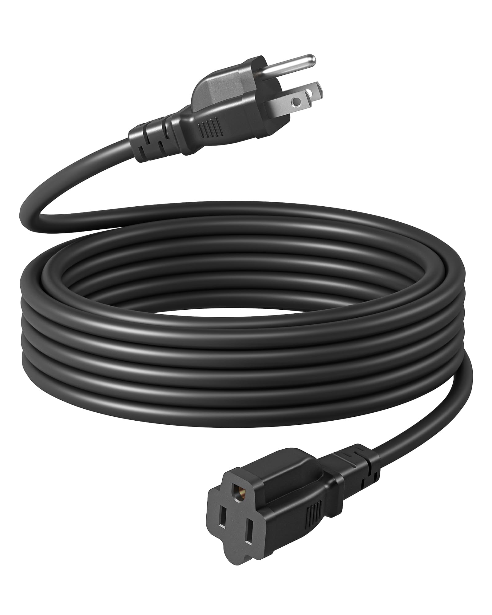 DEWENWILS Extension Cord 20 FT, 3 Prong Waterproof Extension Cable for Indoor Appliances, 16/3 SJTW, Black, ETL Listed, 1 Pack f