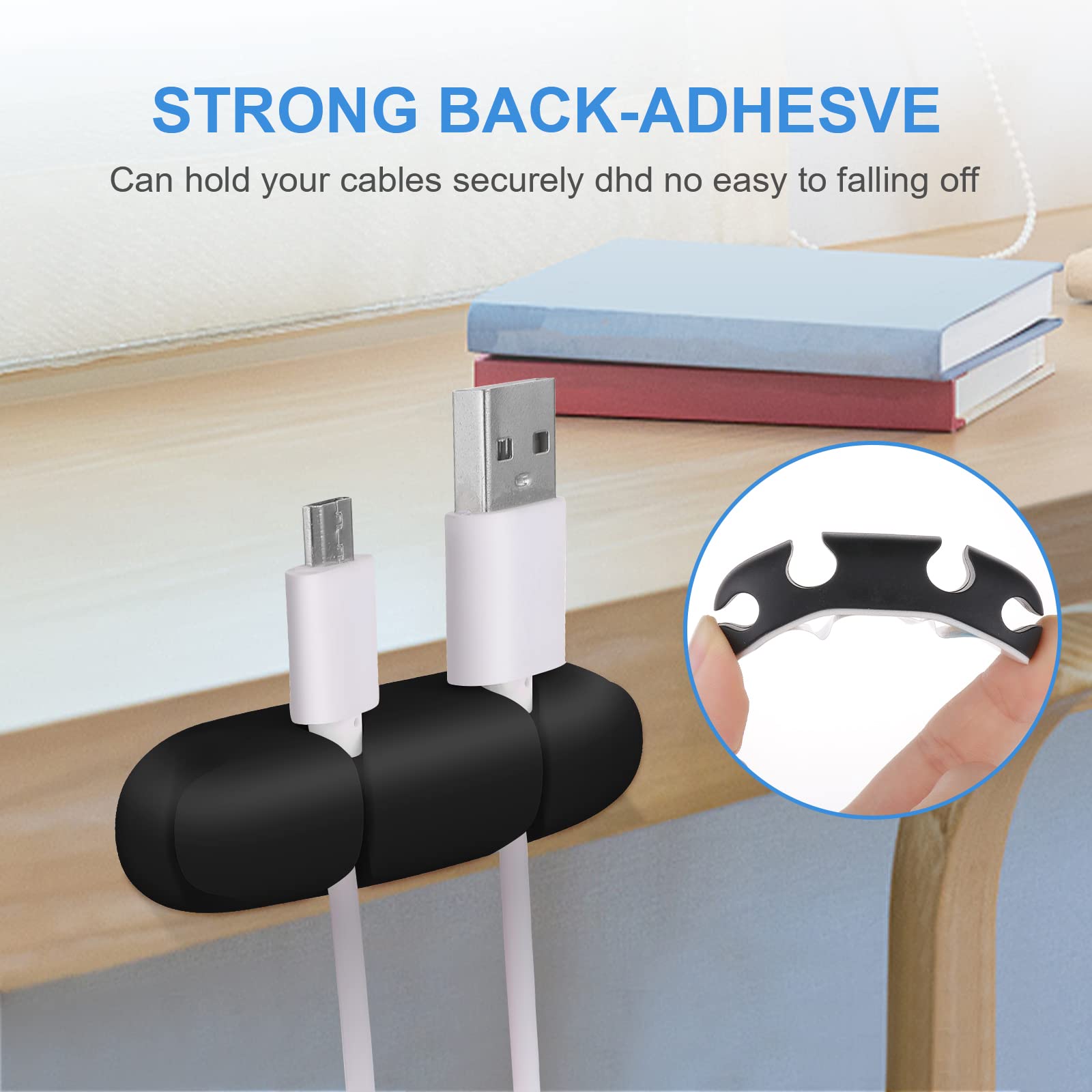 Wllhyf Cable Clips 3Pcs Cord Wire Organizer Cable Management Holders 4 Hole Silicone Cable Harness Usb Charging Accessory Cable