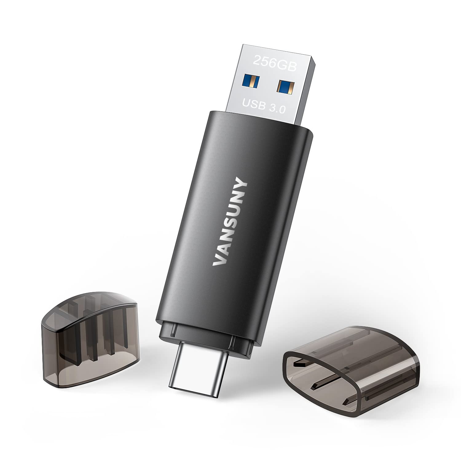Vansuny Usb C Flash Drive 256Gb Dual Usb 3.0 Drive Type C Drive Usb C Otg Flash Drive For Smartphone Tablet Computer Mac Laptop Black