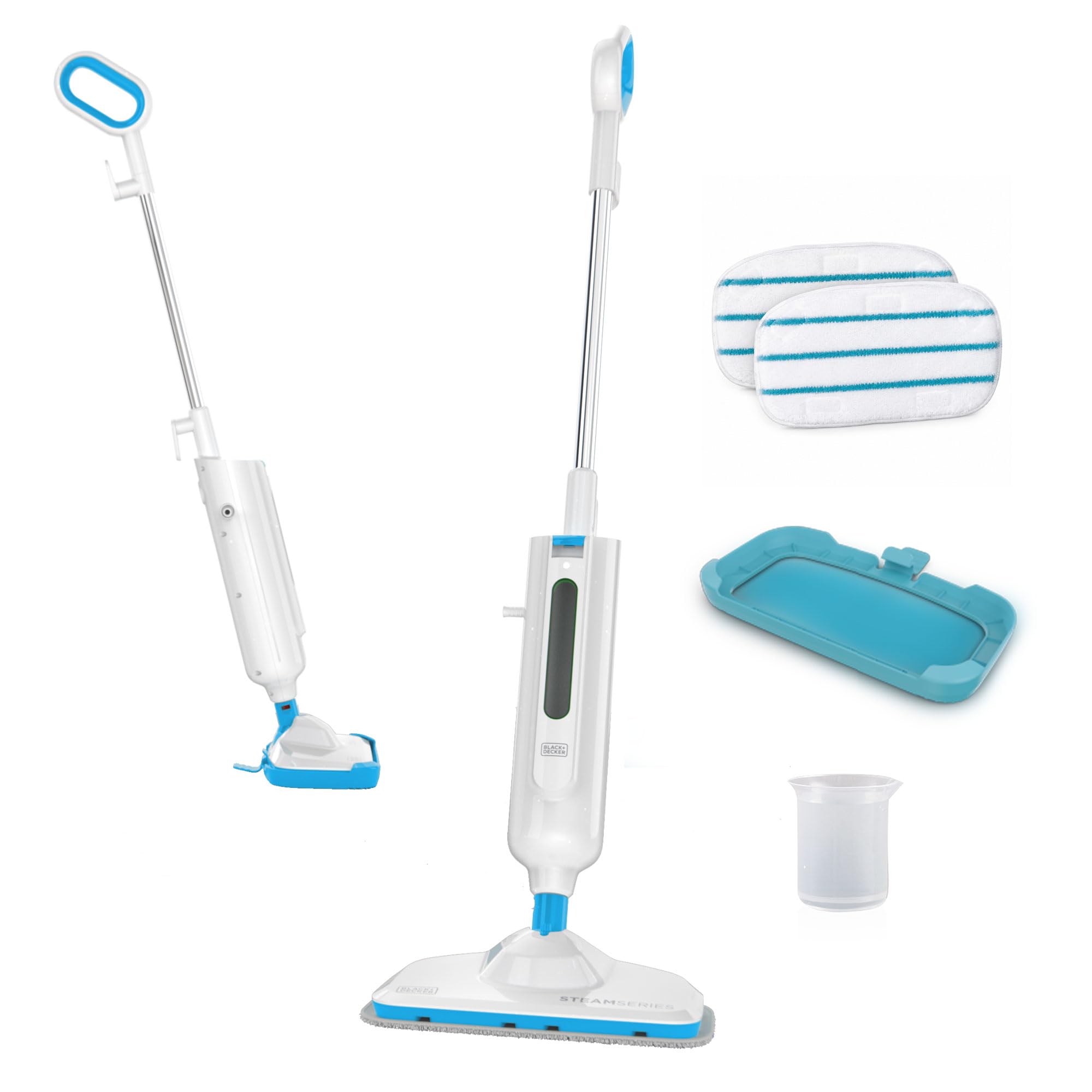 BLACK+DECKER 1300W Steam Mop for Hardwood, Tile & Laminate Floors, MultiSurface Floor Steamer with Carpet Glider, 2 Washable Mi