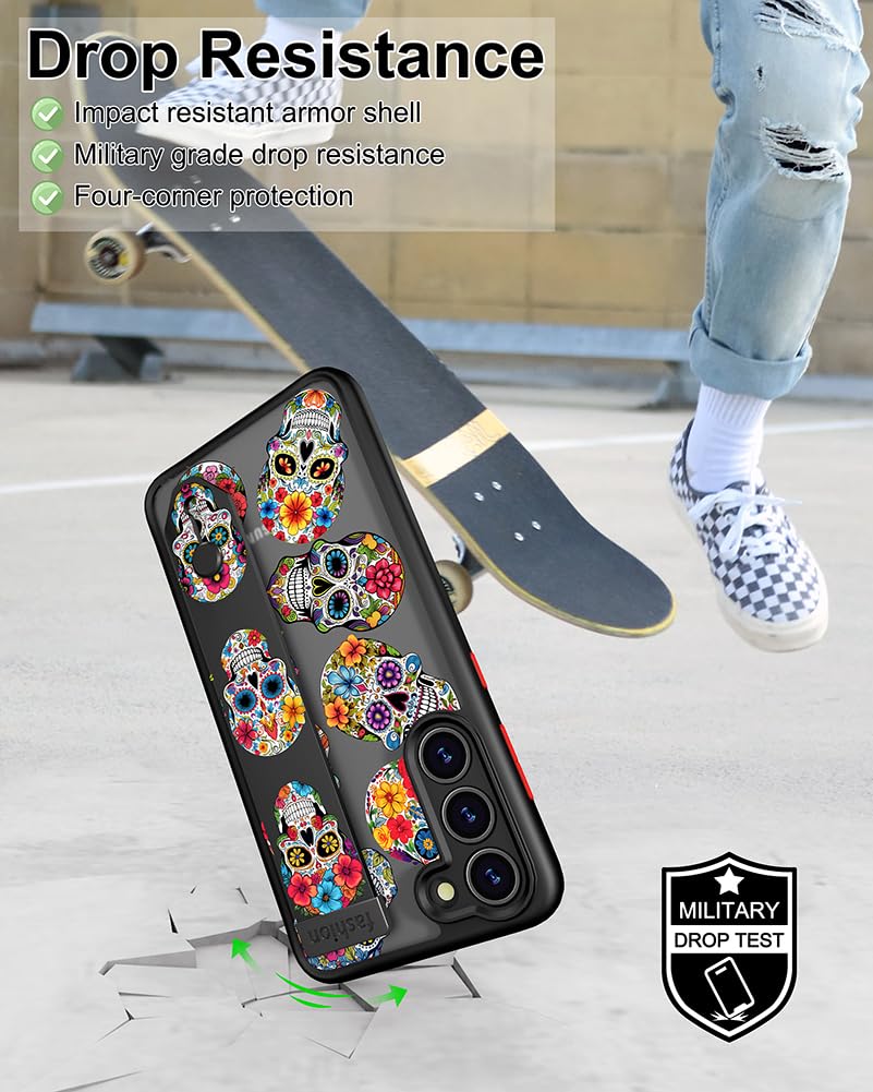 Cisland Galaxy S23 Case Cute With Strap Stand Finger Kickstand, Designer Silicone Cover For Women Girls Compatible With Samsung