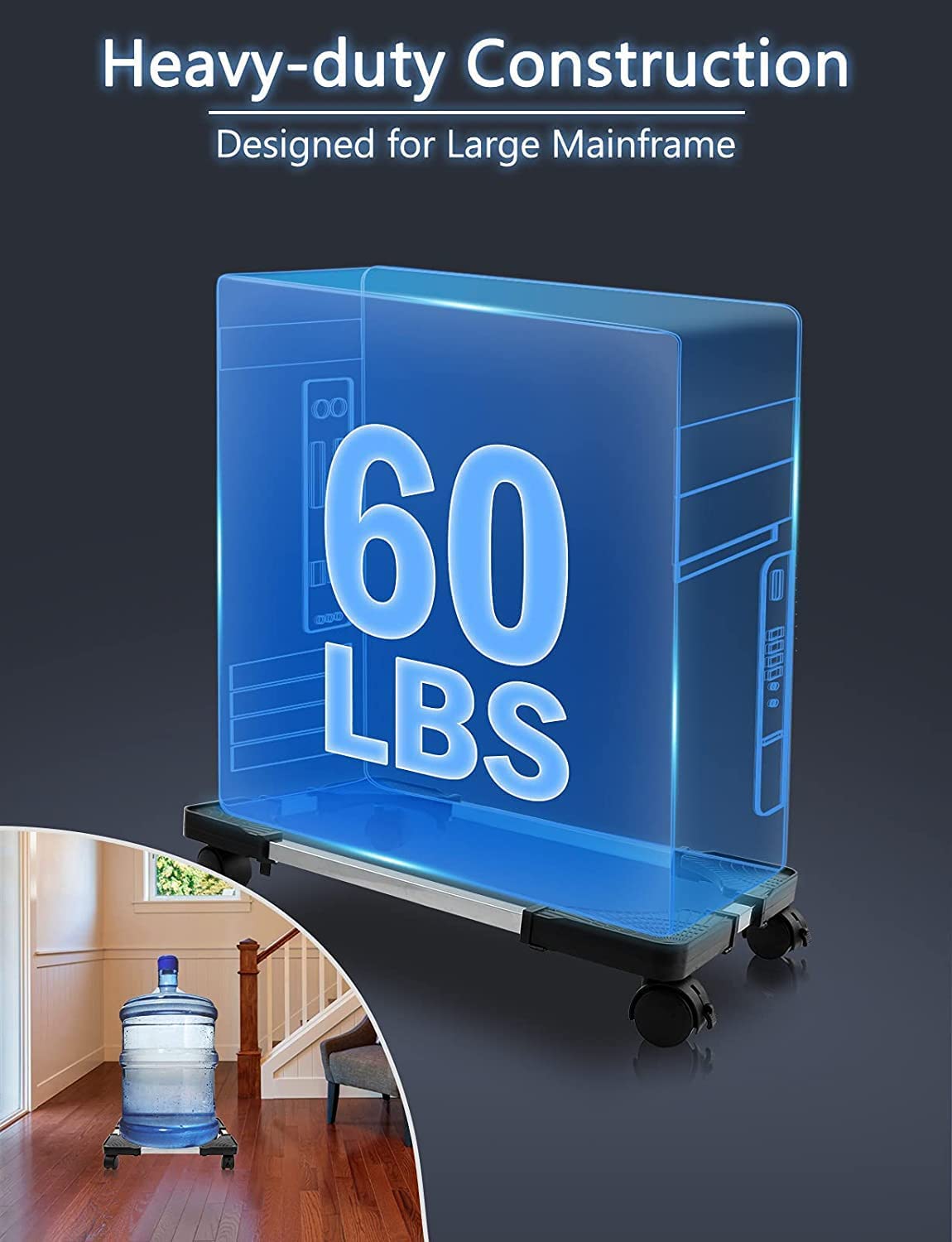 Seloom Computer Tower Stand, Pc Stand, Adjustable Mobile Cpu Stand With Rolling Wheels, Pc Tower Stand For Floor Carpet Gaming P