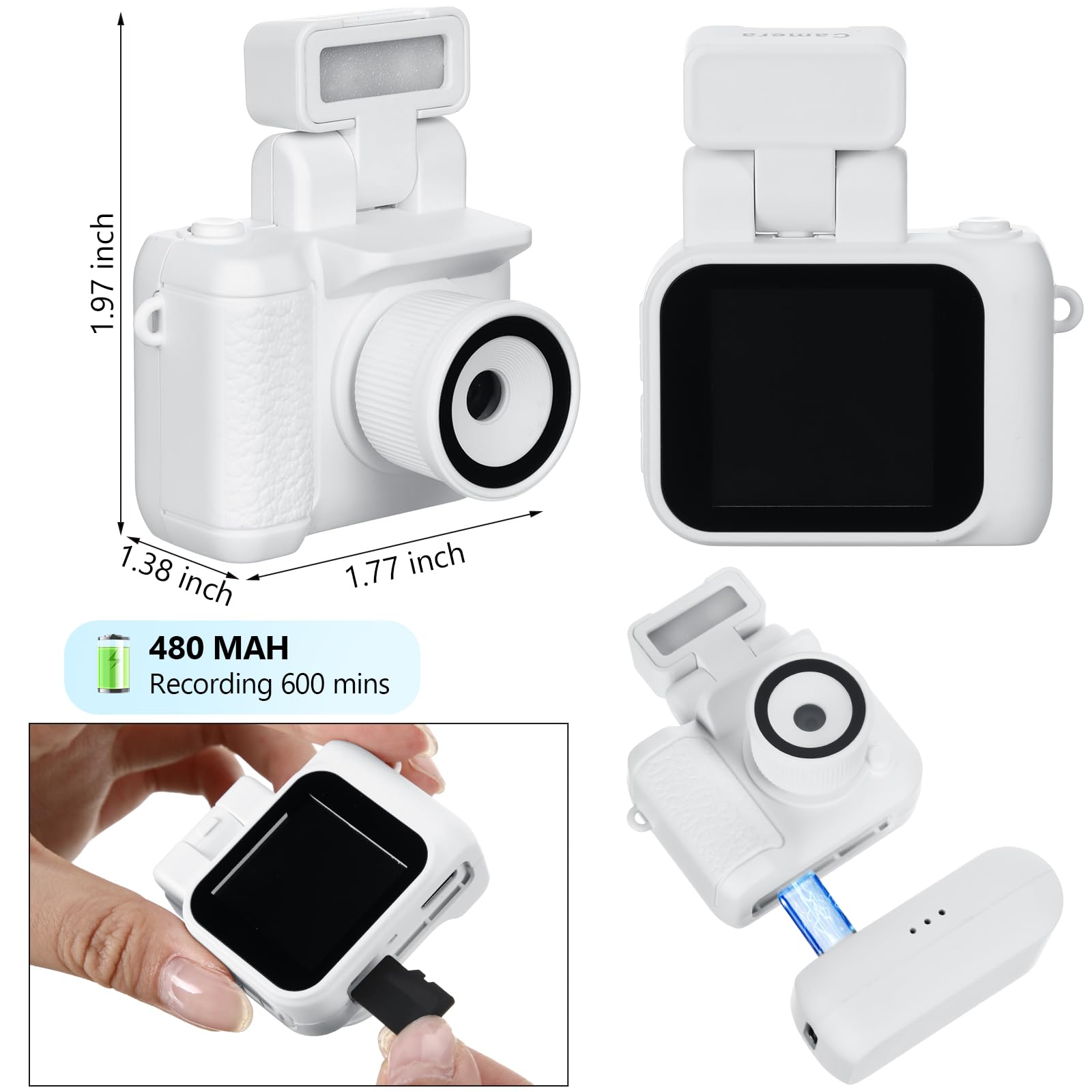 Relaxweex Mini Digital Camera Keychain With Flash Light 1080P Tiny Camera Mini Retro Micro Dv/Camcorder With 600 Mins Battery Li