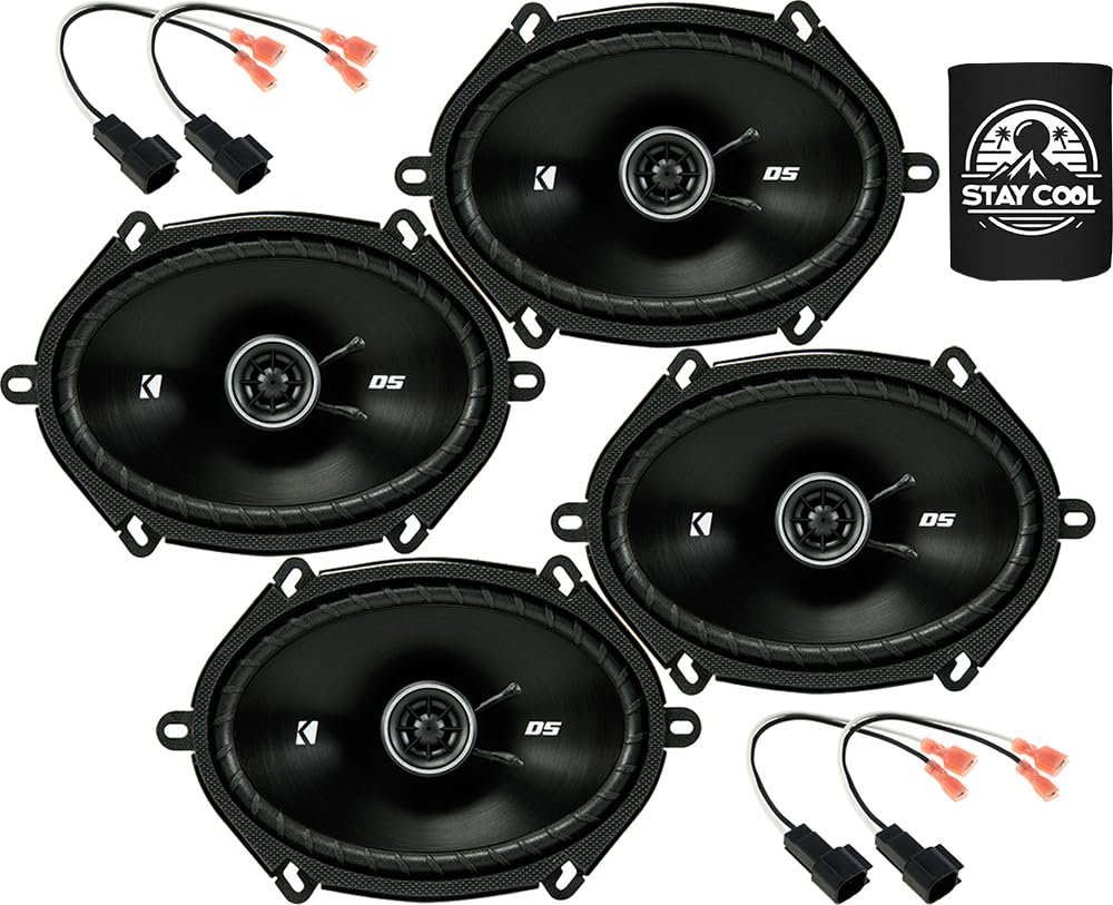 KICKER Speakers 6X8 inch for Ford Mustang 2005-2014 Upgrade Kit - 4 Pack of DS Series with Harness, Coaxial Car Audio Front Door