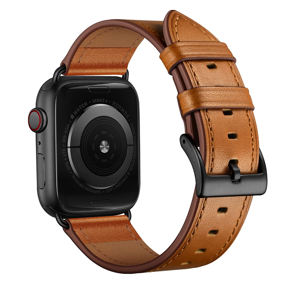 Ouheng Compatible With Apple Watch Band 49Mm 45Mm 44Mm 42Mm, Genuine Leather Band Replacement Strap Compatible With Apple Watch