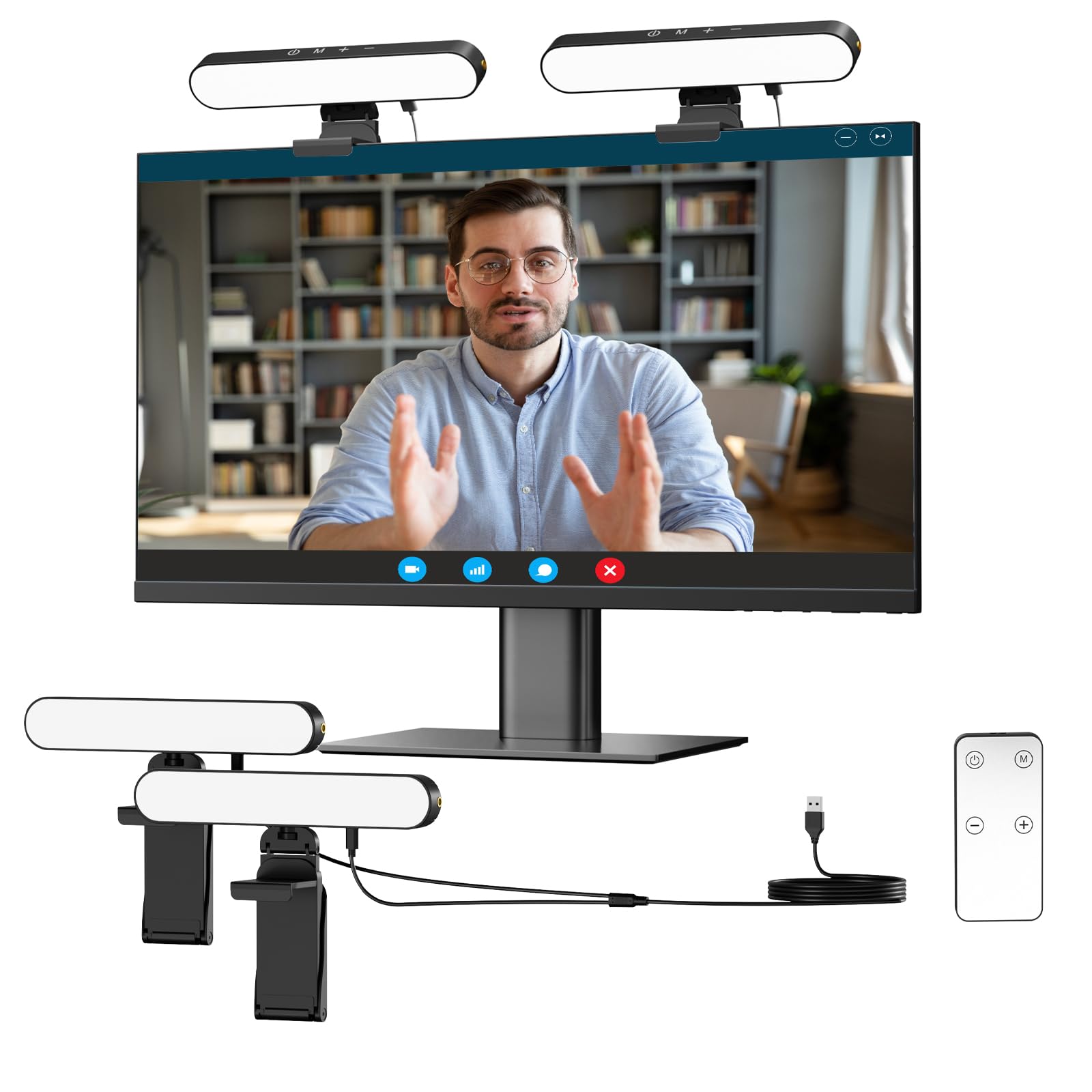 Takerers Video Conference Lighting, Webcam Light with Remote & Touch Control, 3 Color Temperature, 10 Level Brightness, Zoom Lig