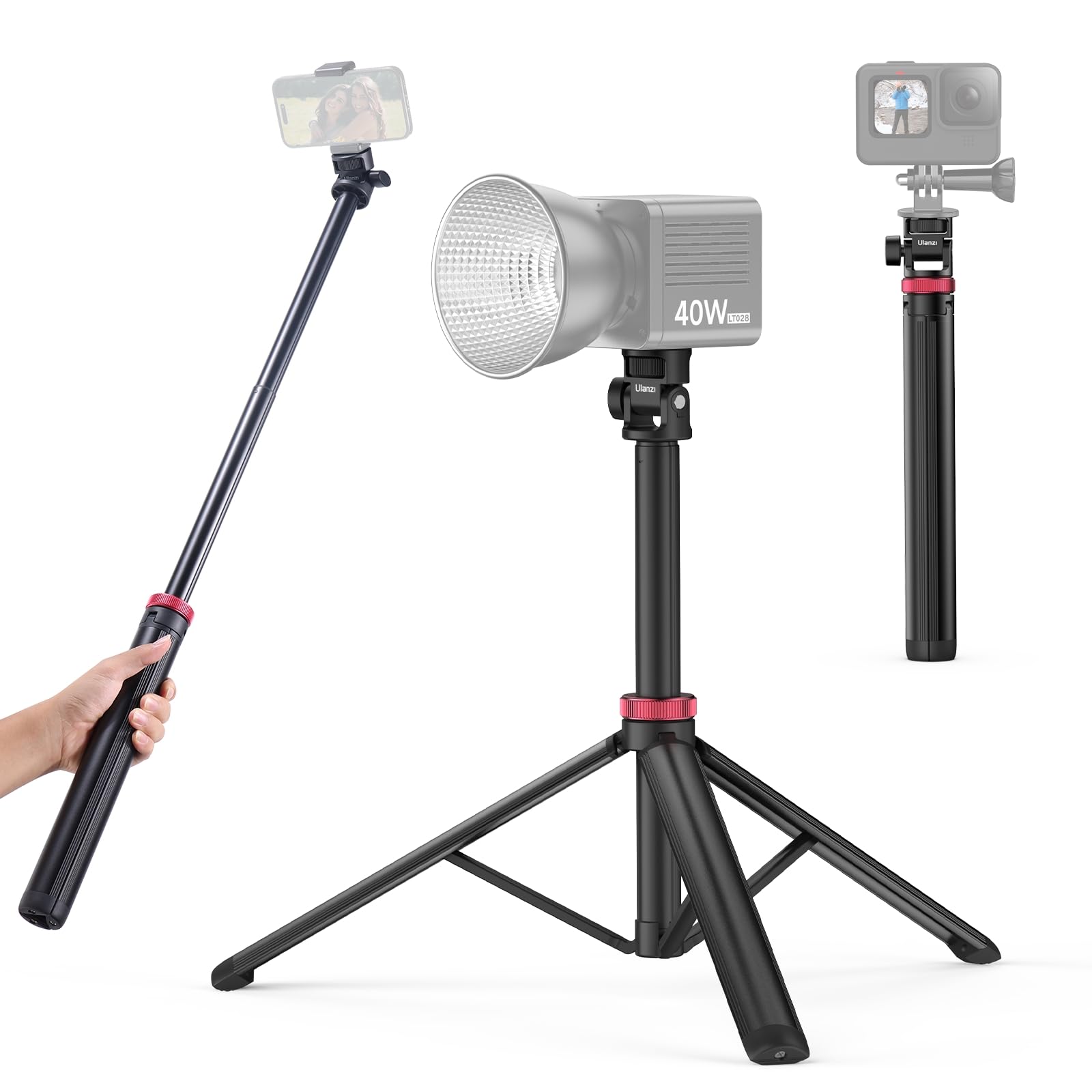 ULANZI MT-79 Extendable Tripod Aluminum, 81 Portable Adjustable Light Stand with 1/4 Screw, 360 Ball Head Camera Phone Tripod fo