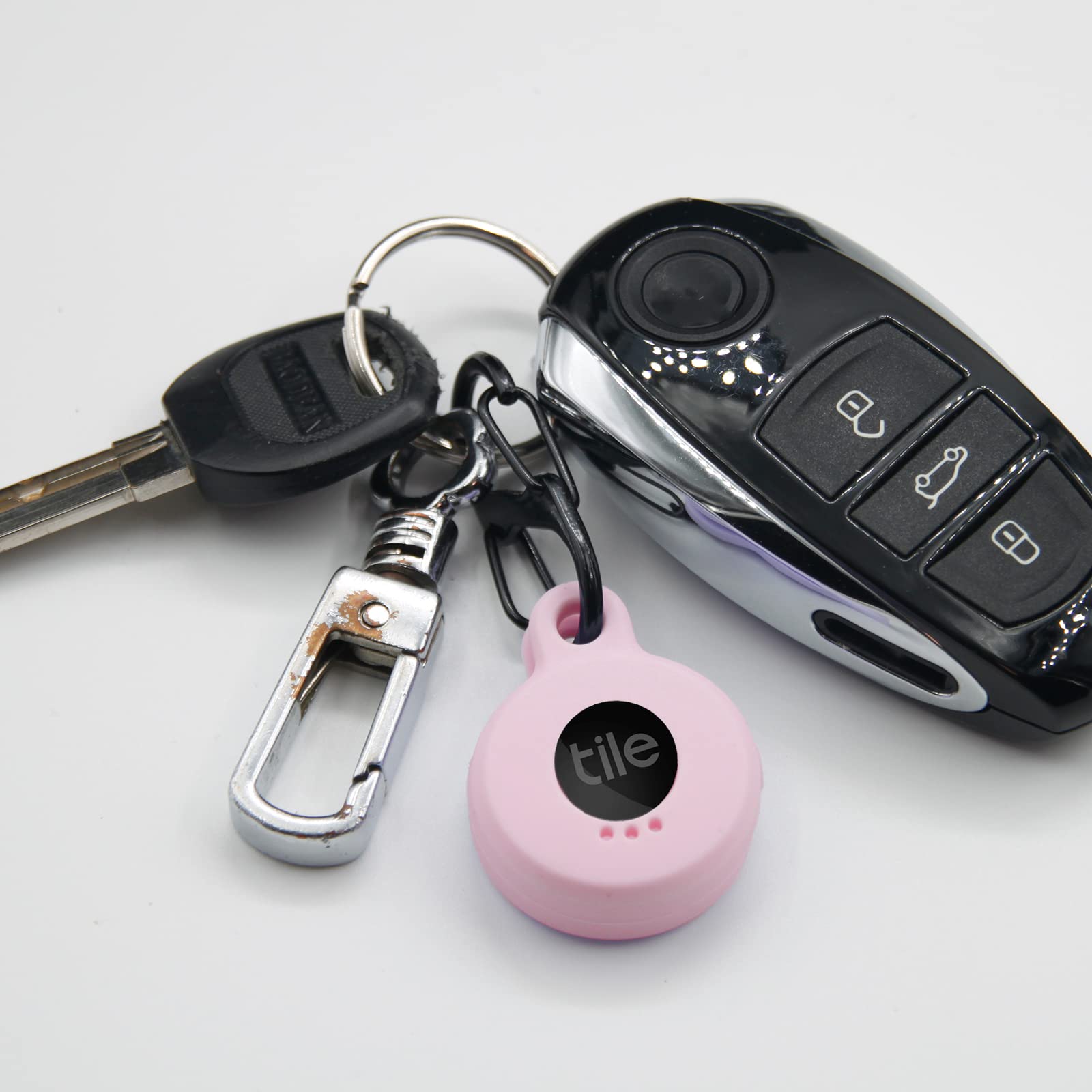 Silicone Case For Tile Sticker 2022 With Keychains, 2 Pack Anti Scratch Protective Cover With Carabiner (Pink/Purple)