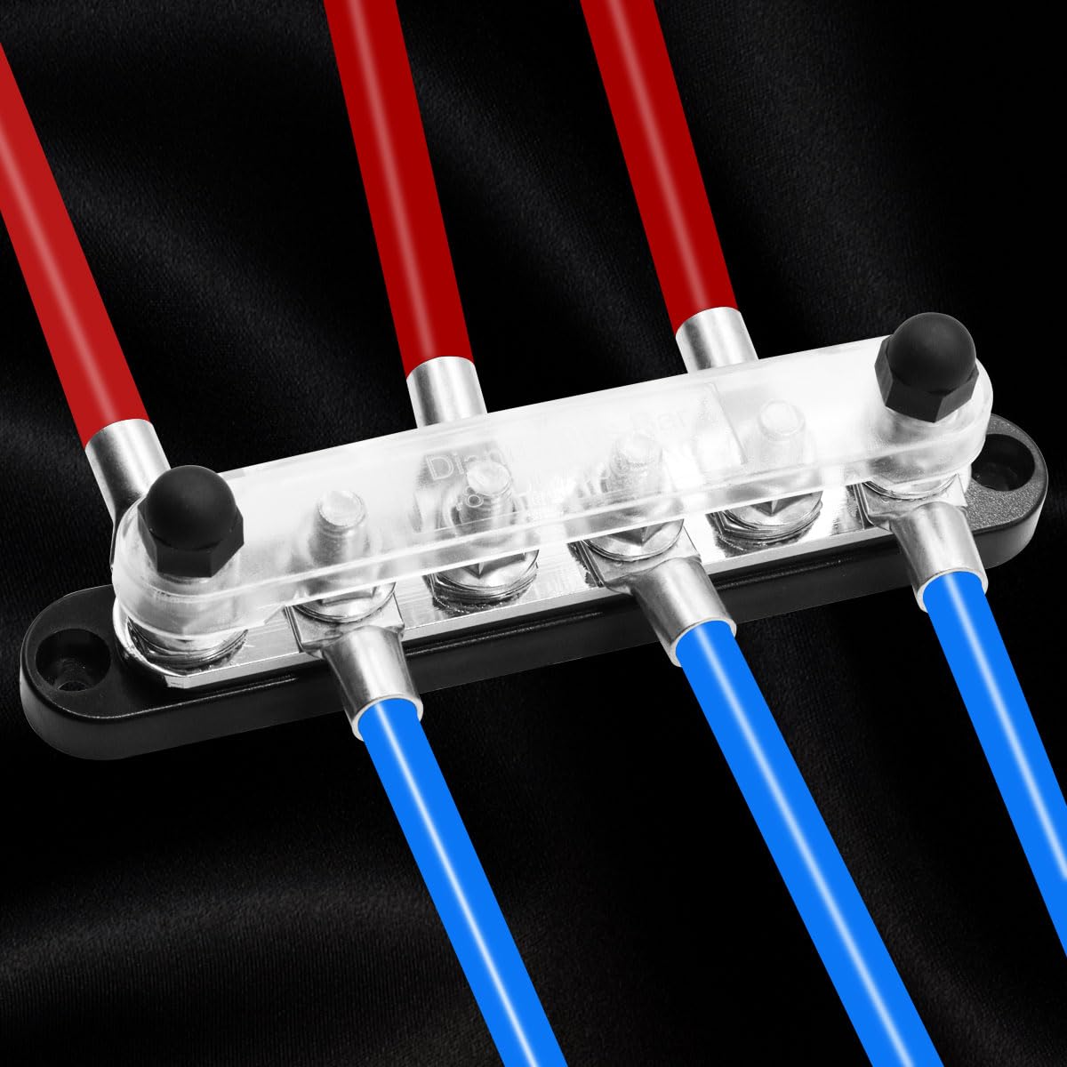 Seamaka 250A 12V Bus Bar Marine Power Distribution Terminal Block With Cover With 6 X 5/16    (M8) Post,Battery Bus Bar (Pair, R