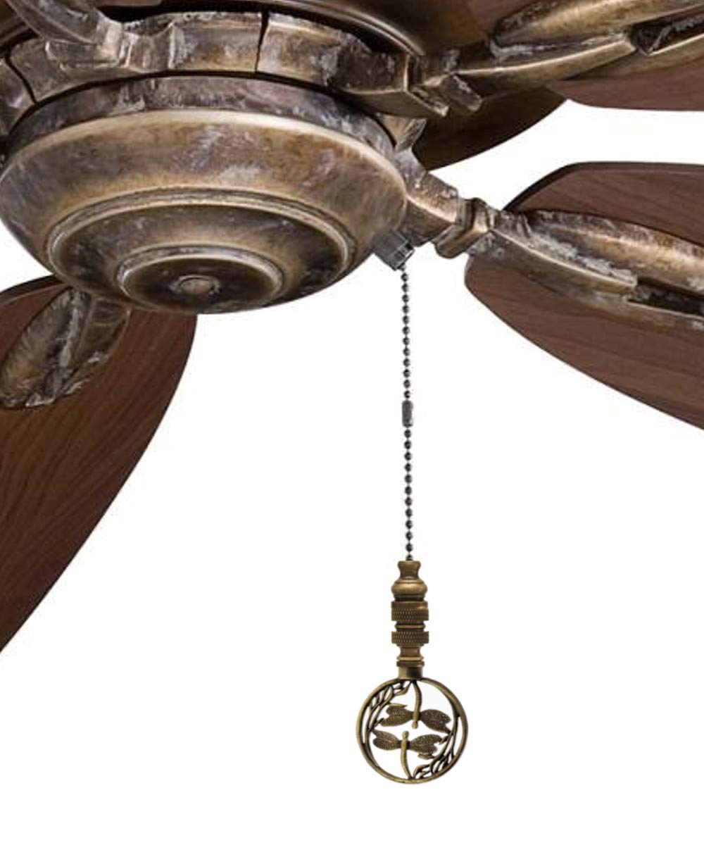 Double Dragonfly Ceiling Fan Pull Antique Brass 2.8''H