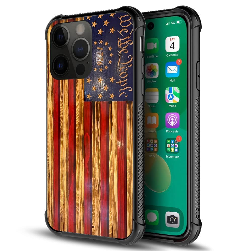 Daizag Compatible With Case For Iphone 14 Pro Max, We The People Betsy Ross Wooden American Flag Iphone 14 Pro Max Cases For Man