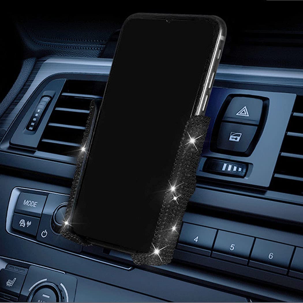 Suncaraccl Bling Car Phone Holder, 360 Degrees Adjustable Crystal Auto Car Mount Phone Holder For Dashboard,Windshield And Air V
