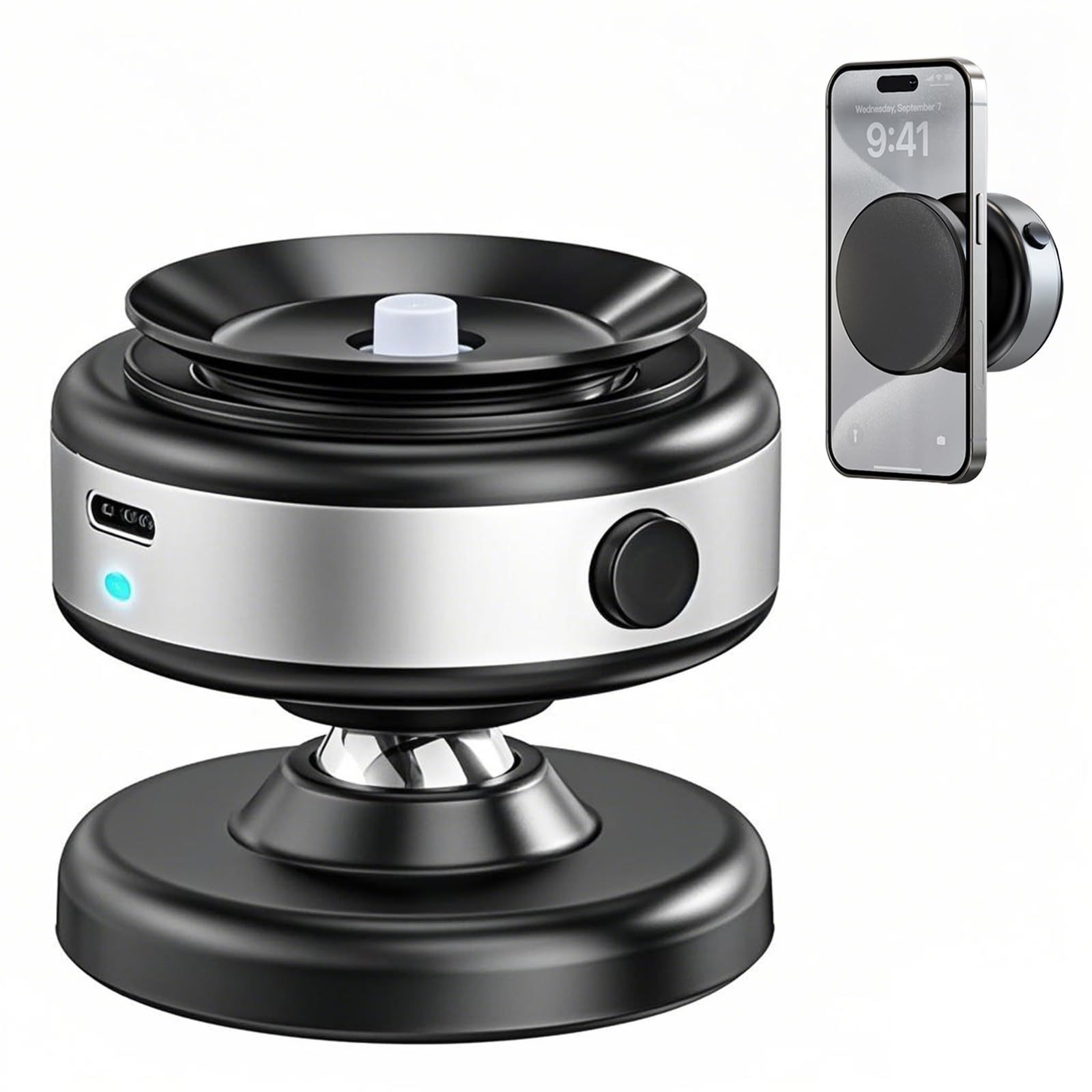 Jkoailiwi 360 Adjustable Vacuum Magnetic Phone Holder, Hands-Free Stable Anti-Shake Electric Suction Cup Phone Mount, Magnetic P