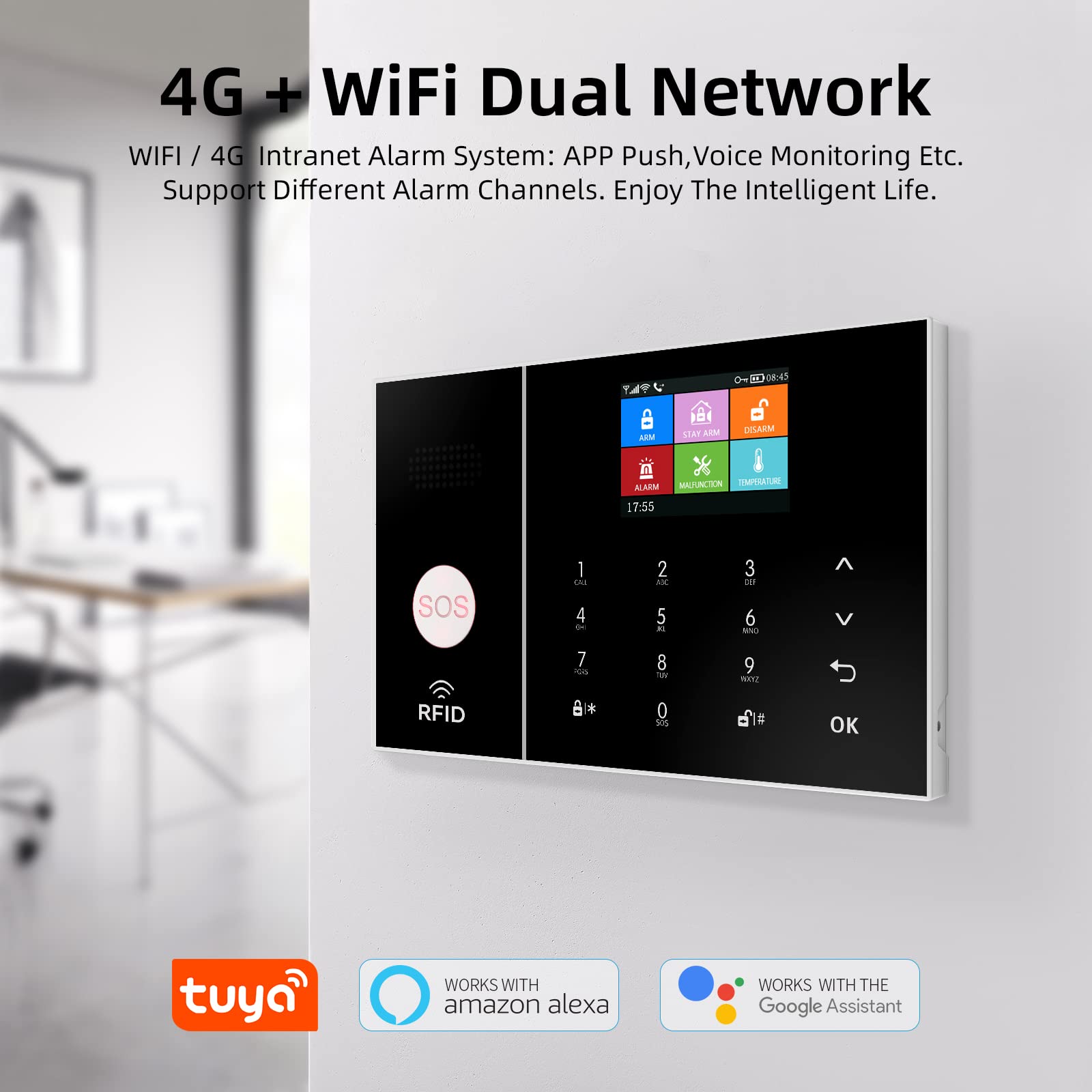 Clouree 4G Smart Home Security Alarm Kit, Wireless Wifi Home Alarm System With Siren, Pir Motion Sensor, Remote Controls, Window