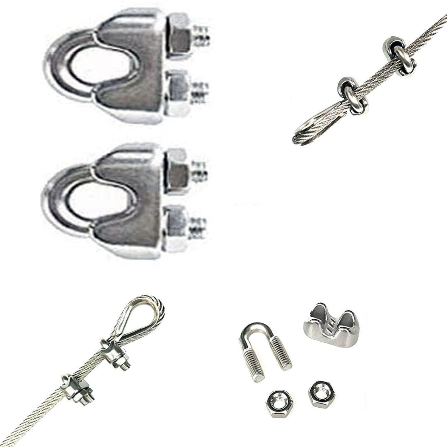 Diy Crafts 4X Cable Clip, Clip Clamp Only, Wire Rope Cable Clip Clamp Only 224 As Choice Heav (4X Cable Clip, Clip Clamp Only)
