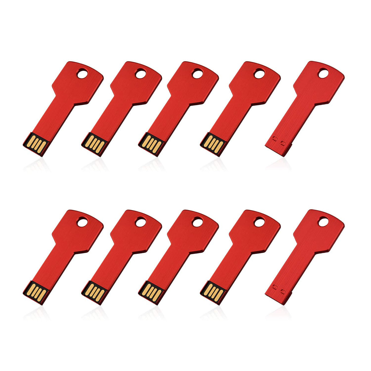 Raoyi 10 Pack 4Gb Usb Flash Drive Usb 2.0 Metal Key Shape Memory Stick Thumb Drive Pen Drive Red