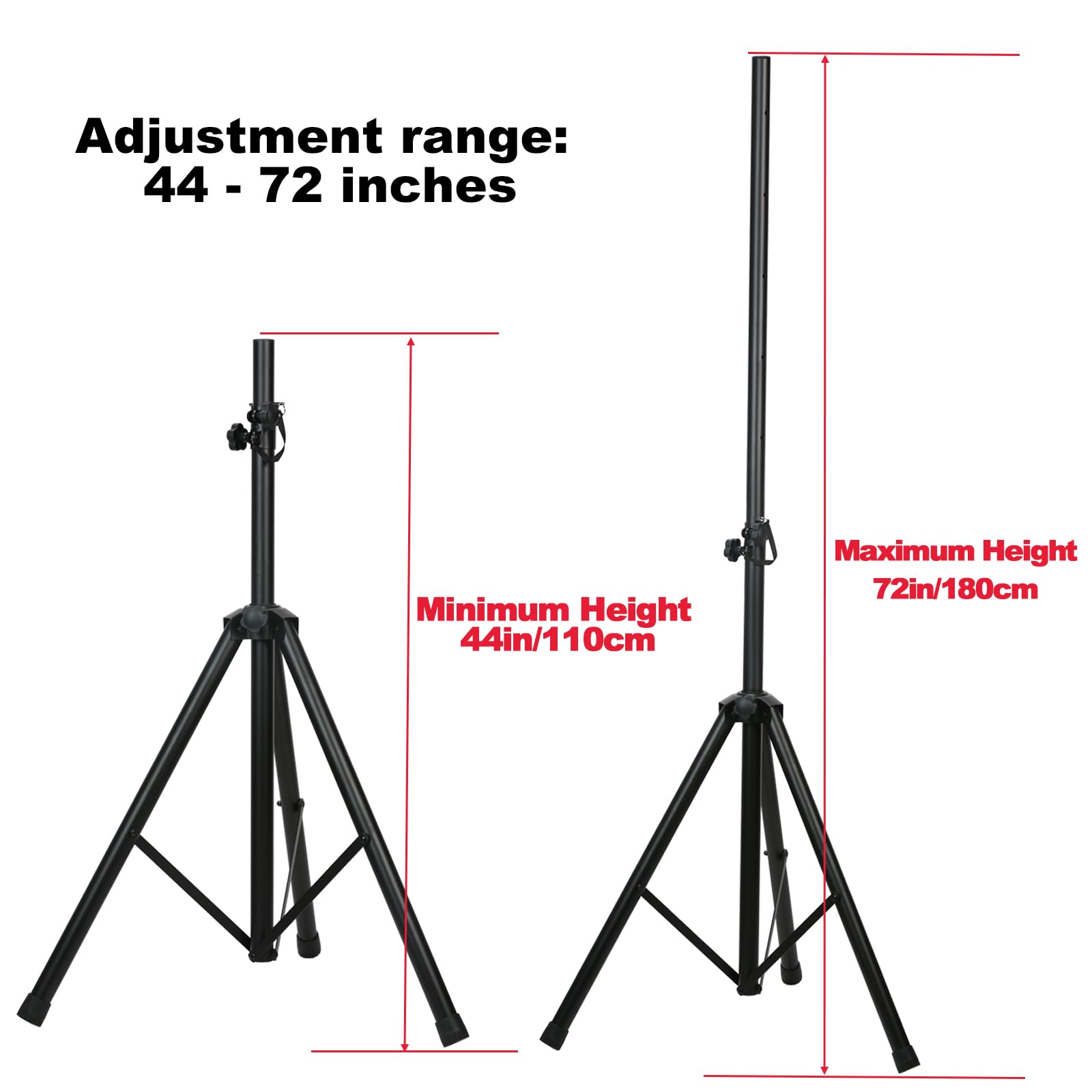 Howonder Heavy Duty Speaker Stand, Pa Speaker Stand,Speaker Tripod Stand, Adjustable Height From 44 To 72 Inches,Hold Up To 150L