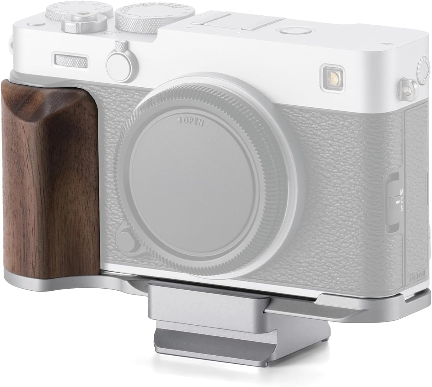 Tilta Vintage Camera Cage Base Kit Compatible with Fujifilm X-E5 - Black | Wooden Grip L-Bracket | ARCA Quick Release Plate Comp