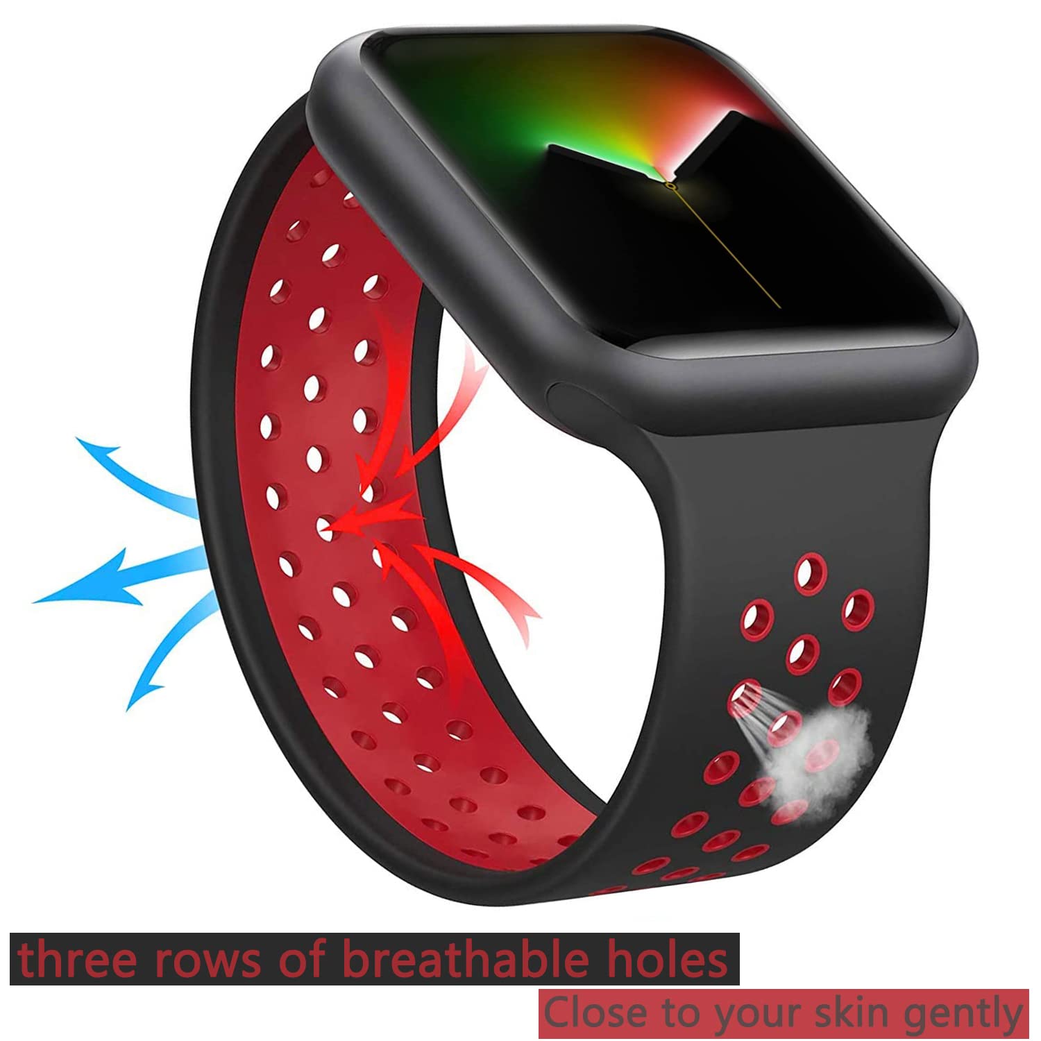 Almnvo Sport Silicone Solo Loop Bands For Apple Watch Bands 38Mm 41Mm 40Mm,Breathable Wristbands,Replacement Strap No Clasp For