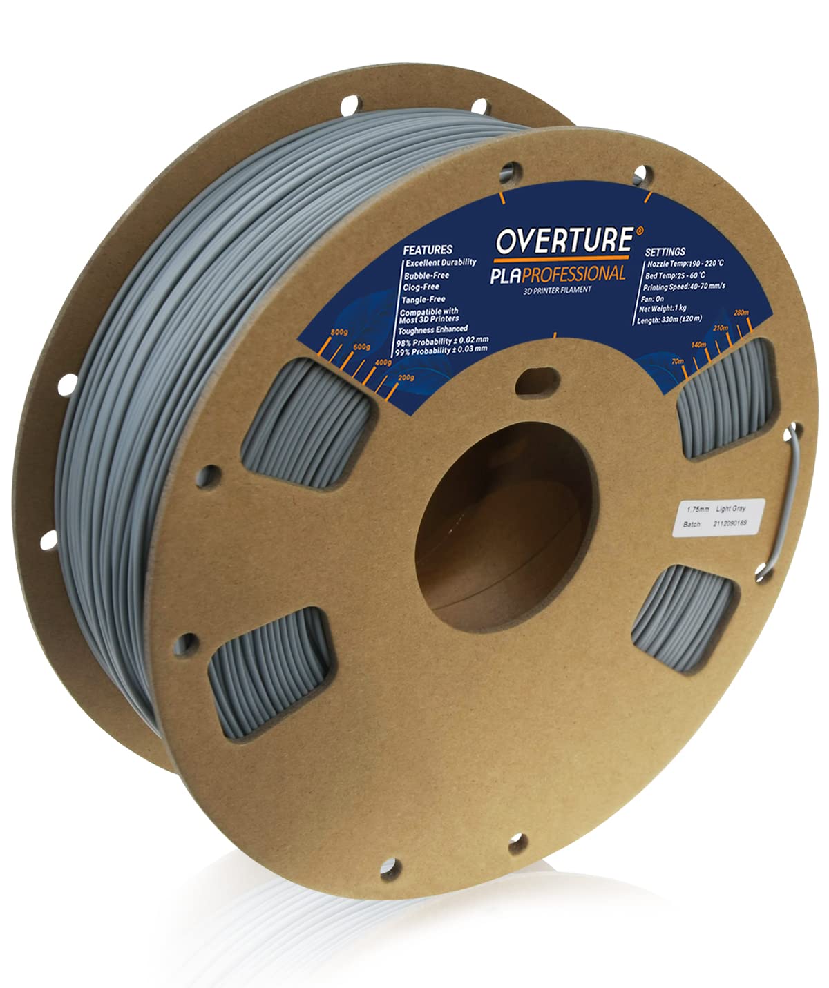 Overture Pla Plus (Pla+) Filament 1.75Mm Pla Professional Toughness Enhanced Pla Roll, 1Kg Filament (2.2Lbs), Dimensional Accura