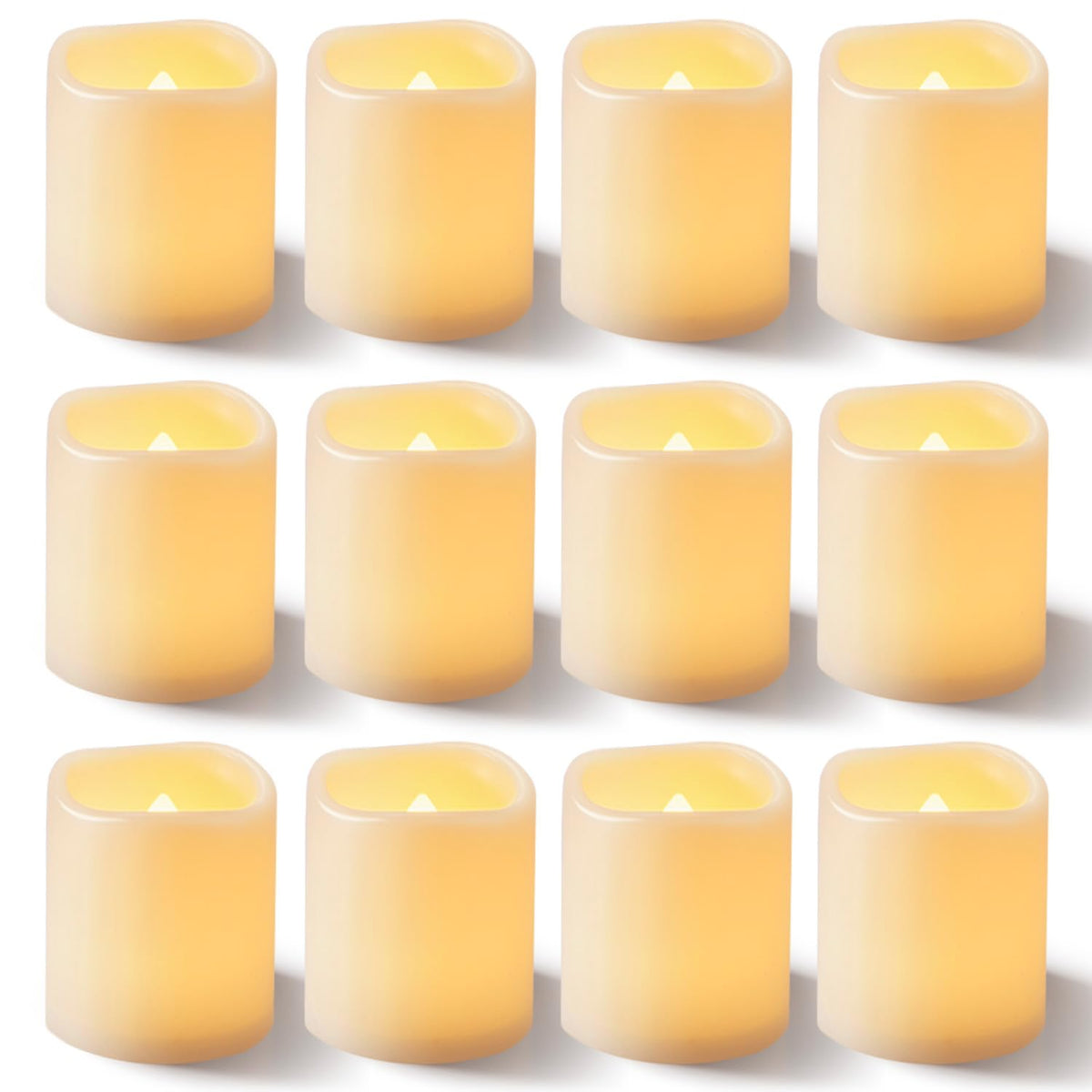 Homemory Flickering Flameless Votive Candles, 12Pcs Battery Operated Led Votive Tealight Candles, Realistic Electricn Fake Candl