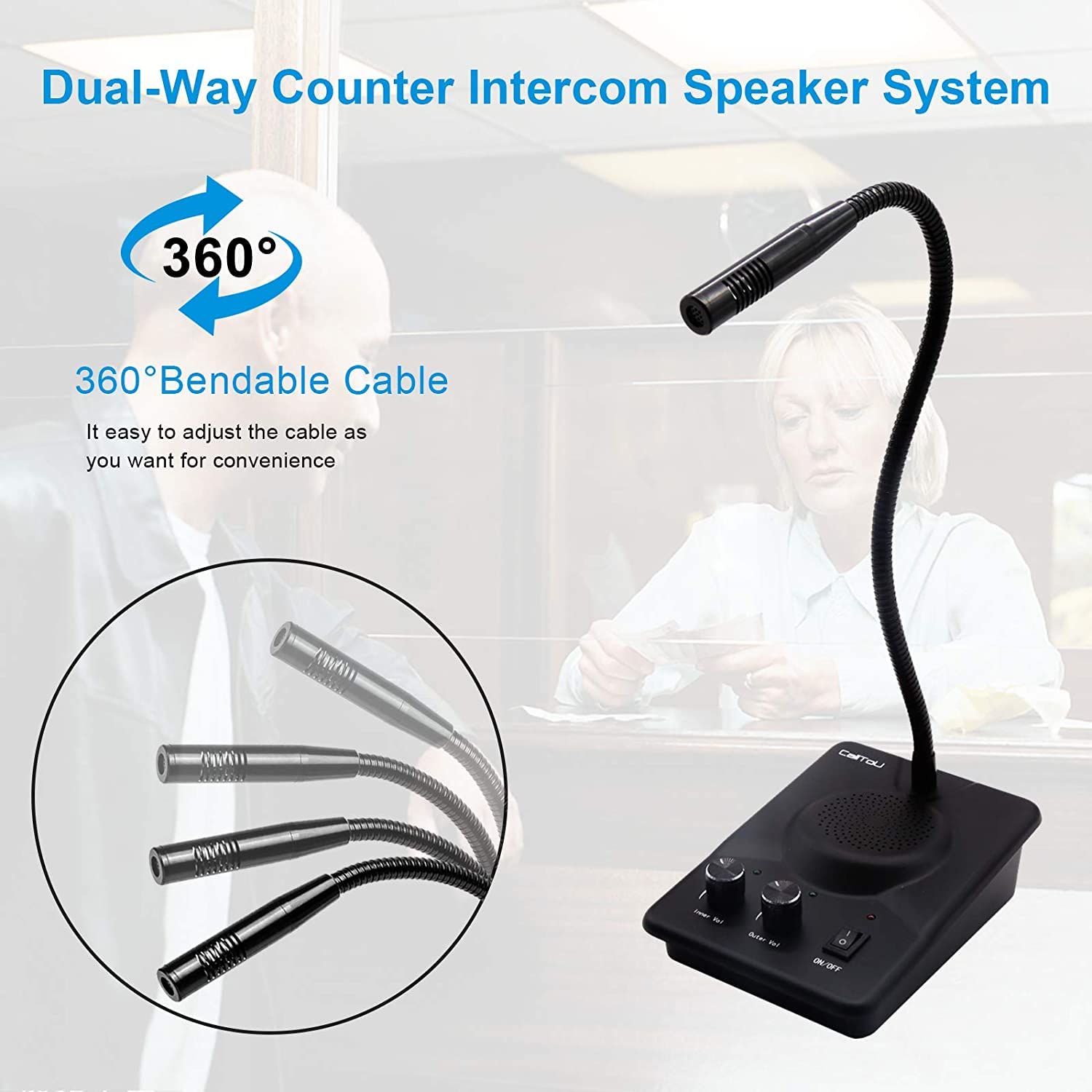 Calltou Window Speaker Intercom System And Counter Intercom For Bank Hospital Office Store Bus Station Ticket Booth Window