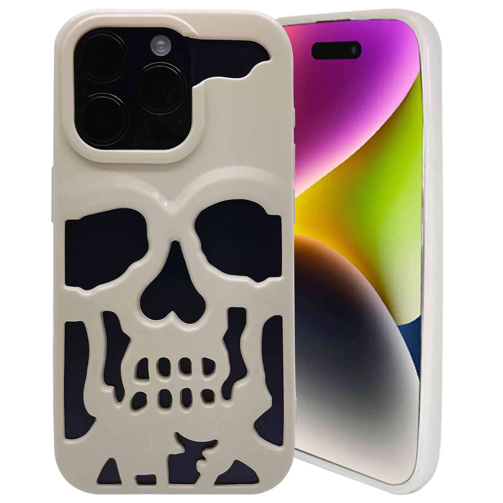 Imogacla 2024 Skull Halloween Phone Case - Chrome Hearts iPhone 15 Case, Skeleton Cool Gothic Designer for iPhone 15 Phone Case 