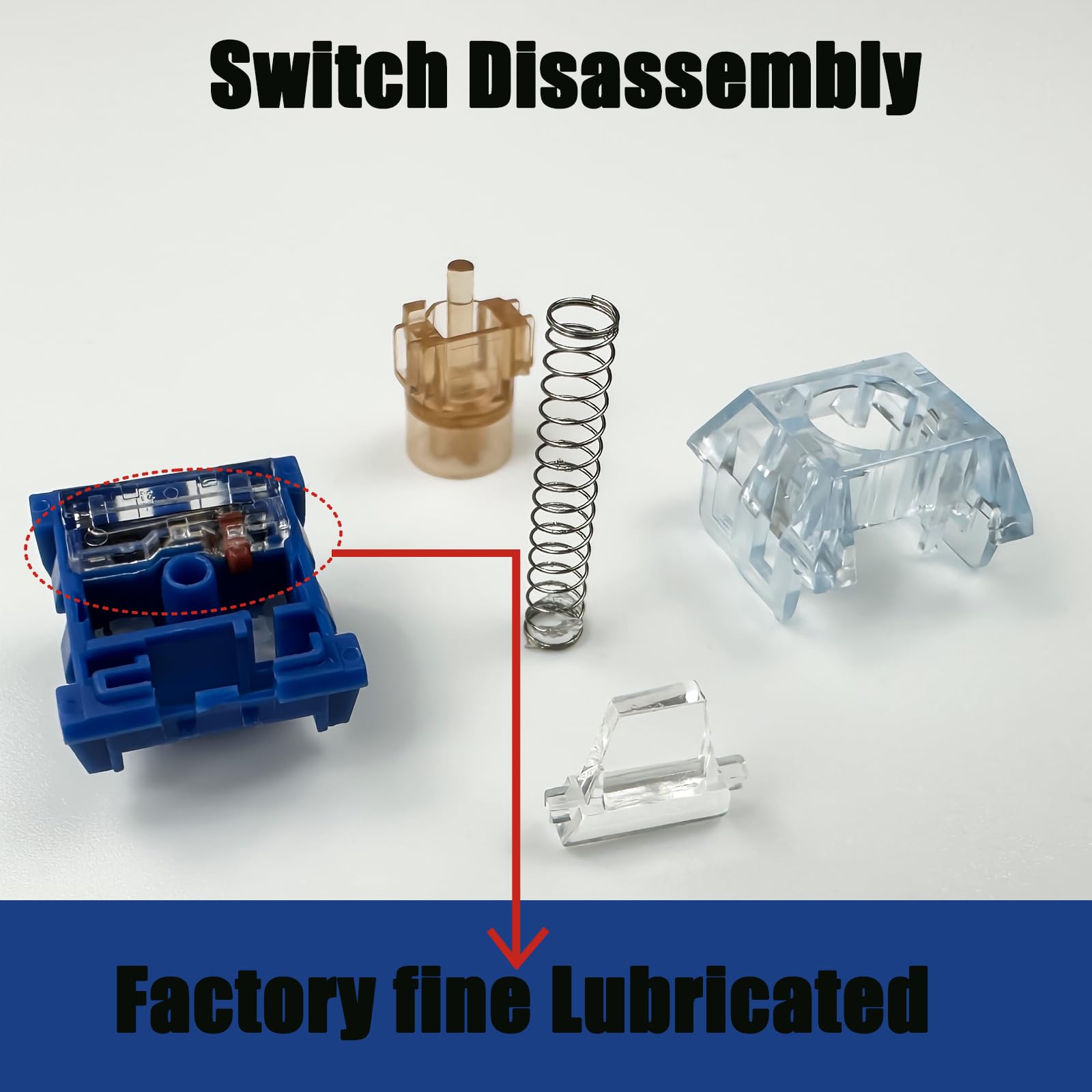 Silent Tactile Switches,Kailh Box Deep Sea Silent Whale Switches For Mechanical Keyboard,3 Pin 45Gf /Waterproof Dustproof/Long L