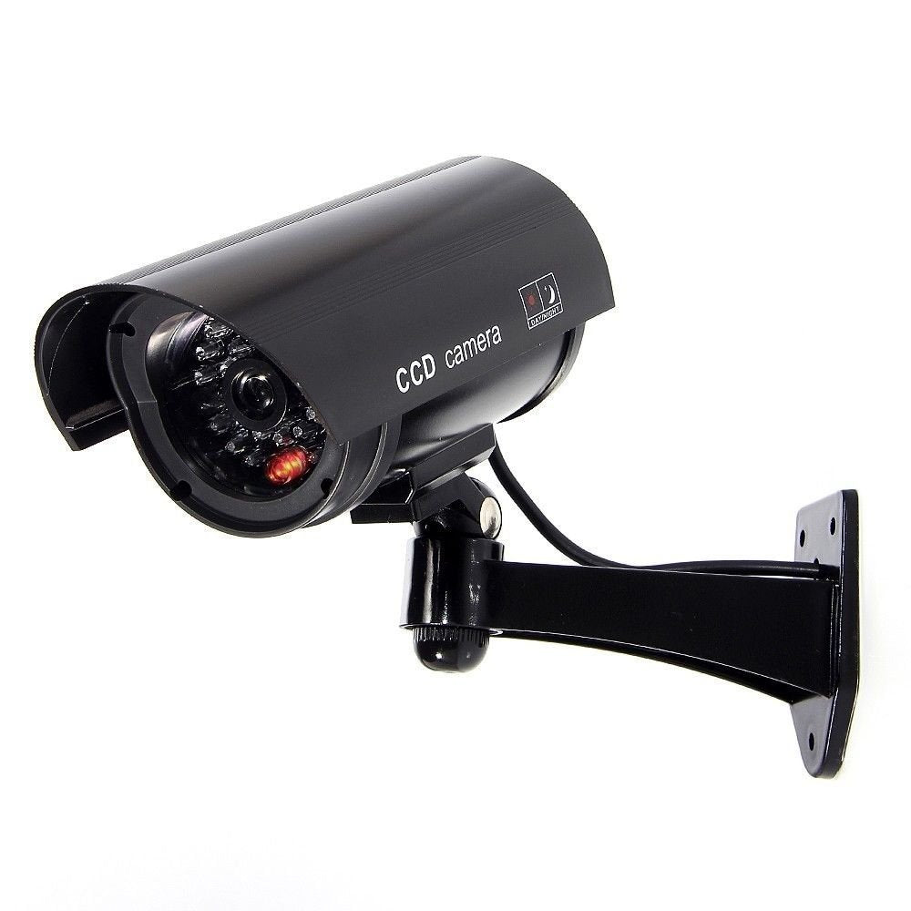 F Finders&Co Dummy Security Camera, Fake Cctv Surveillance System With Realistic Red Flashing Lights And Warning Sticker For Ind
