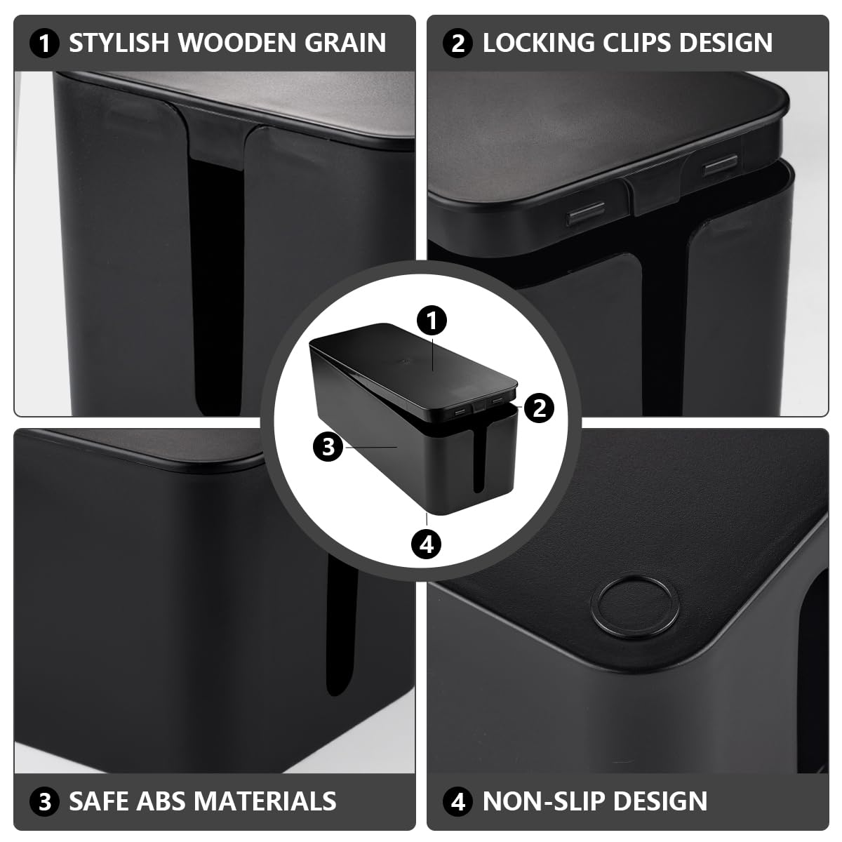 Cable Management Box   Large Cable Organizer Box To Hide Wires & Power Strips, Tv & Desk Computer Wires, Cord Organizer Box For