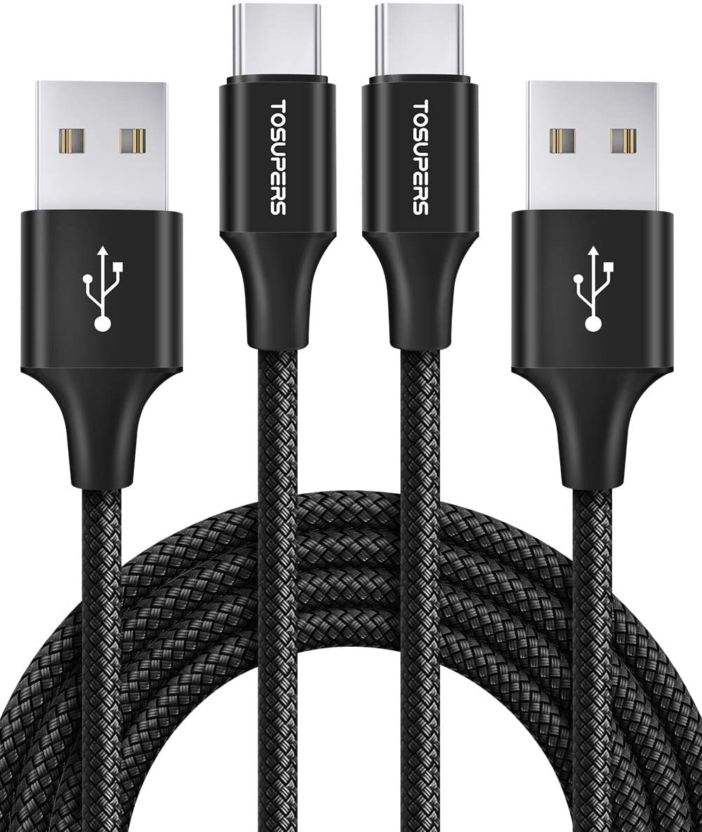 Tosupers Long/10Ft Usb C Cable 2 Pack, 3A Fast Charging, Usb A To Usb C Charger Cable Braided For Samsung Galaxy S24 S23 S22 S21 S20 S10 S9 A54 A35 A15 A14, For Iphone 16 15 Pro Max Plus