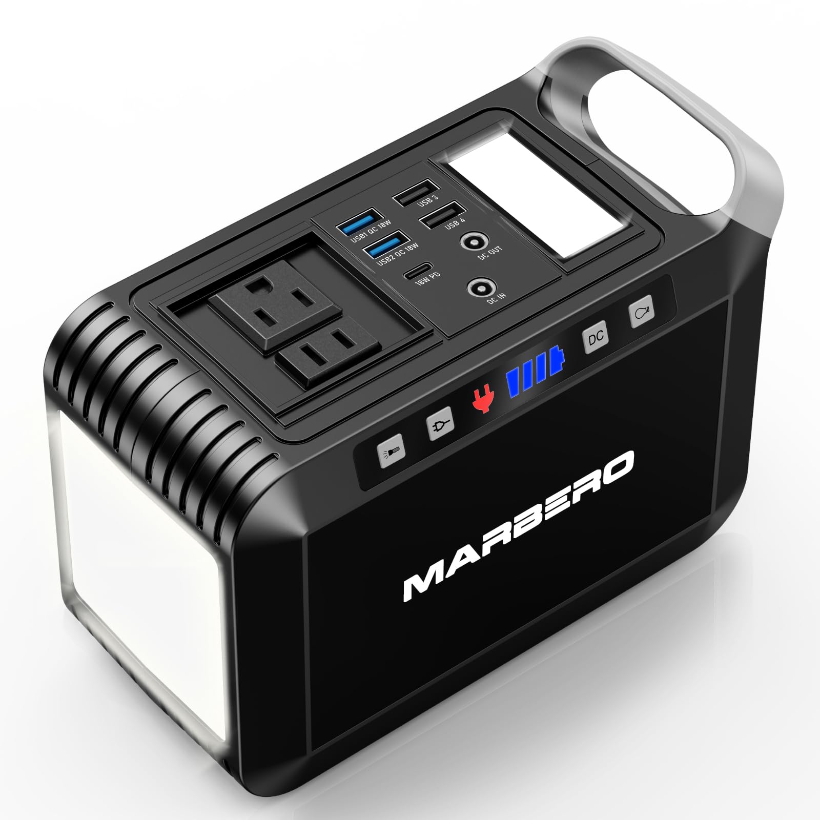 MARBERO 237Wh Portable Power Station with 300W AC Outlet, Mini Generator with LED Lights for Outdoor Camping Trip, Laptop Charge