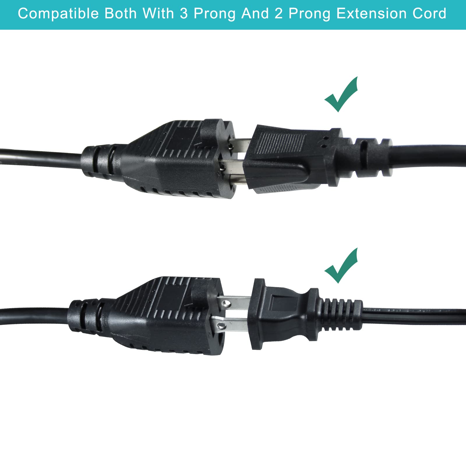 [2Pack] 2Ft Outdoor Extension Cord Splitter   90 Degree Flat Plug Black 2 Way Waterproof Power Cord Y Splitter,1 To 2 Extension
