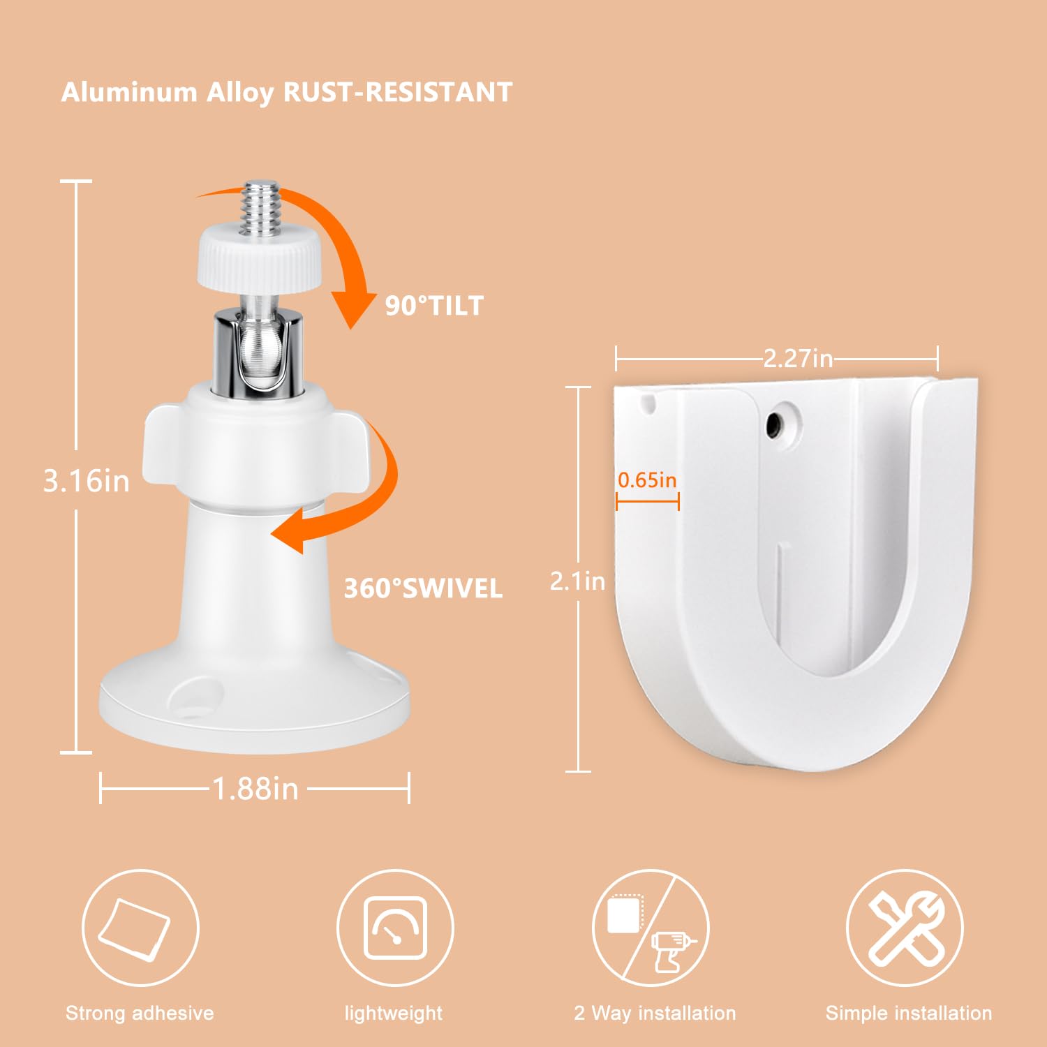 2 Pack Strong Adhesive Wall Mount +Adjustable Indoor/Outdoor Security Wall Mount Compatible With All New Blink Outdoor 4 (4Th Ge