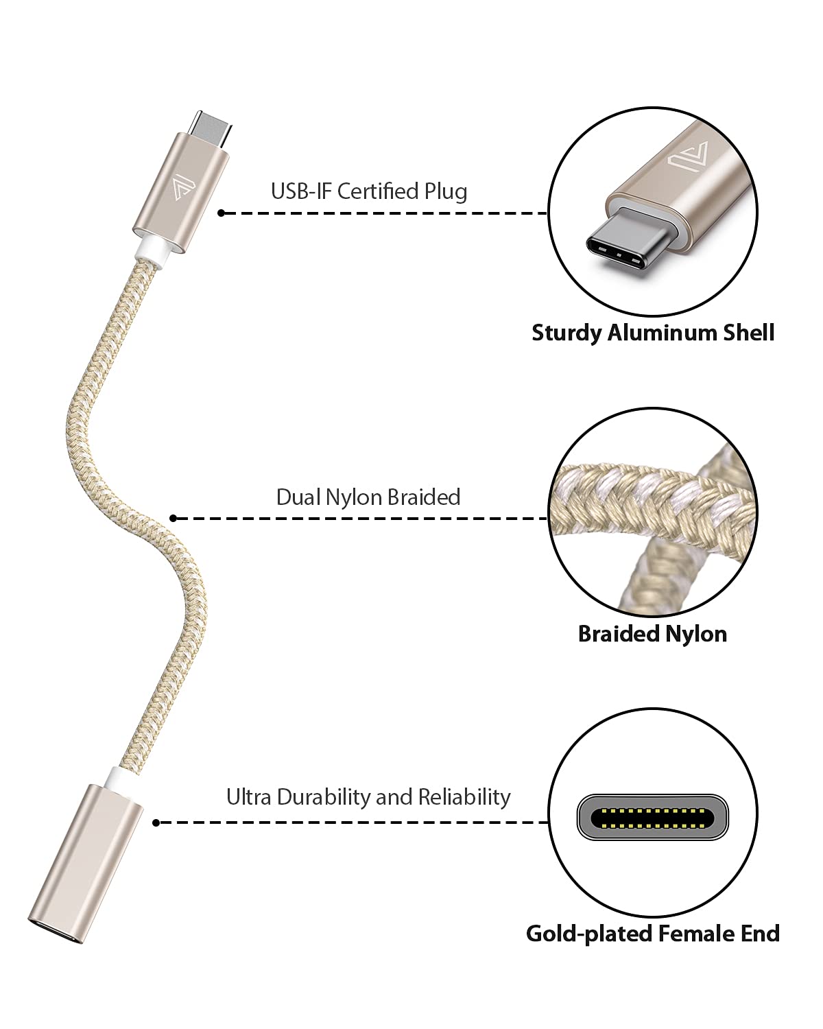 Faracent Usb Type C Extension Cable (3.3Ft/1M/10Gbps), Usb 3.2 Type C 3.1 Male To Female Extension Charging & Sync For Psvr2 Macbook Air M2 Pro/Ipad Mini, Ipad Pro Dell Xps Surface Book And More Gold