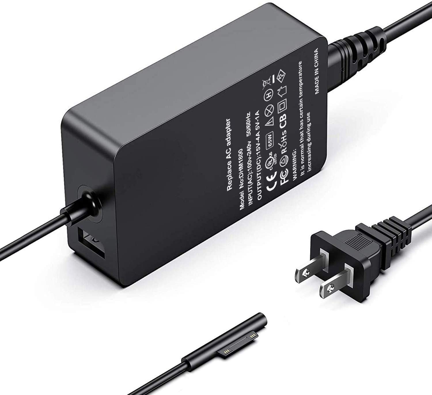 Surface Pro Charger, 65W 15V 4A Surface Laptop Charger Power Supply For Microsoft Surface Pro 3/4/5/6/7/8/9/X Surface Laptop 1/2