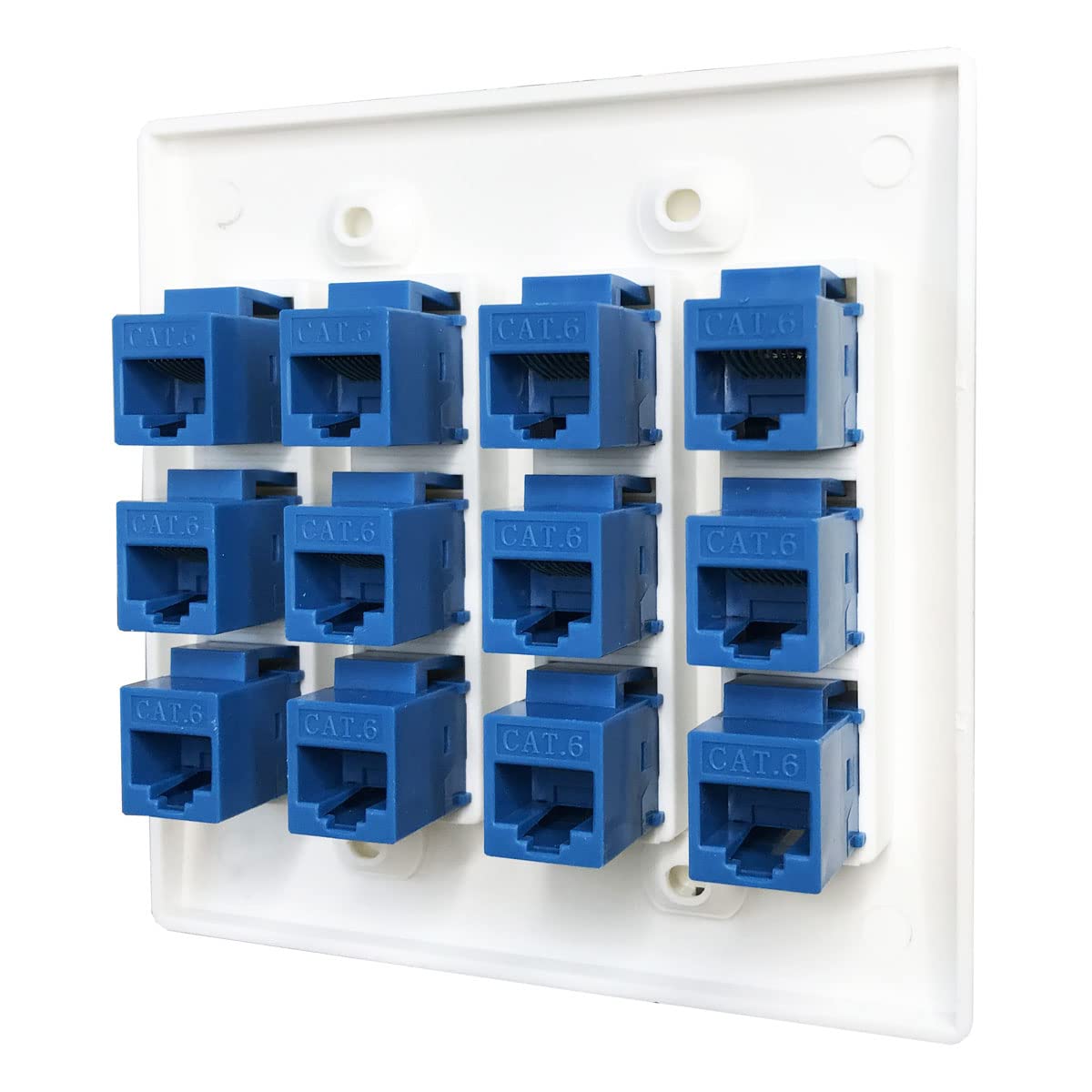 Diytech Ethernet Wall Plate   12 Port Rj45 Cat6 Ethernet Wall Outlet, Female To Female Cat6 Wall Jack Keystone, Ethernet Plug In