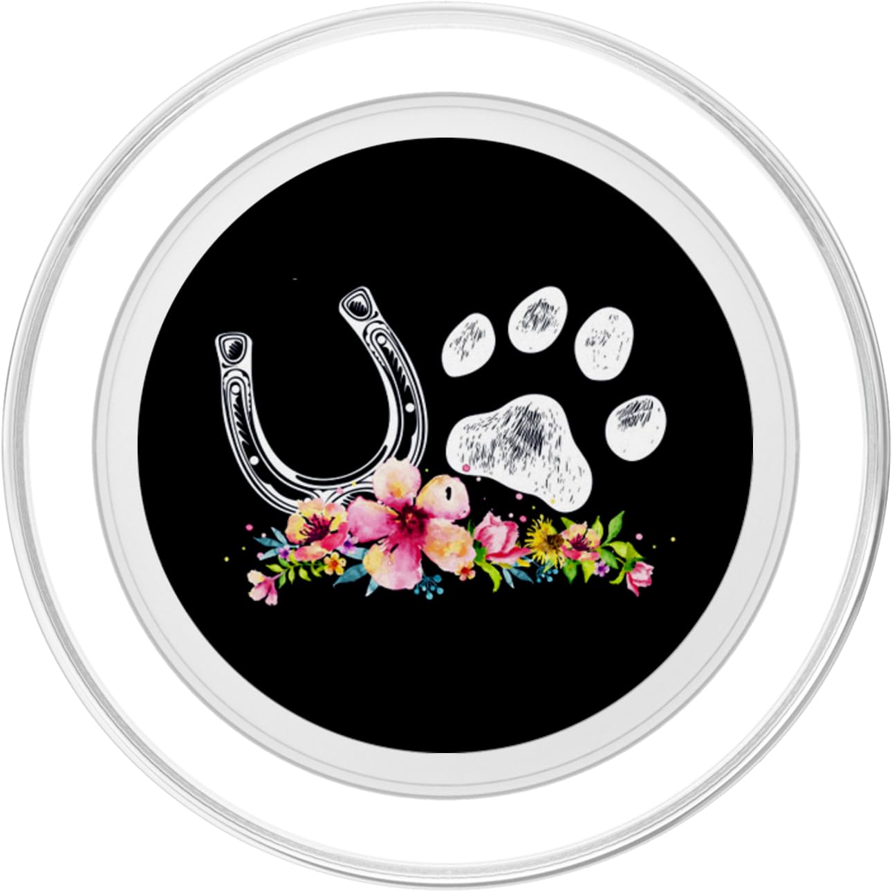 Floral Flowers Horse Lover Pretty Cute Dog Paw Horse Cool Popsockets Popgrip For Magsafe