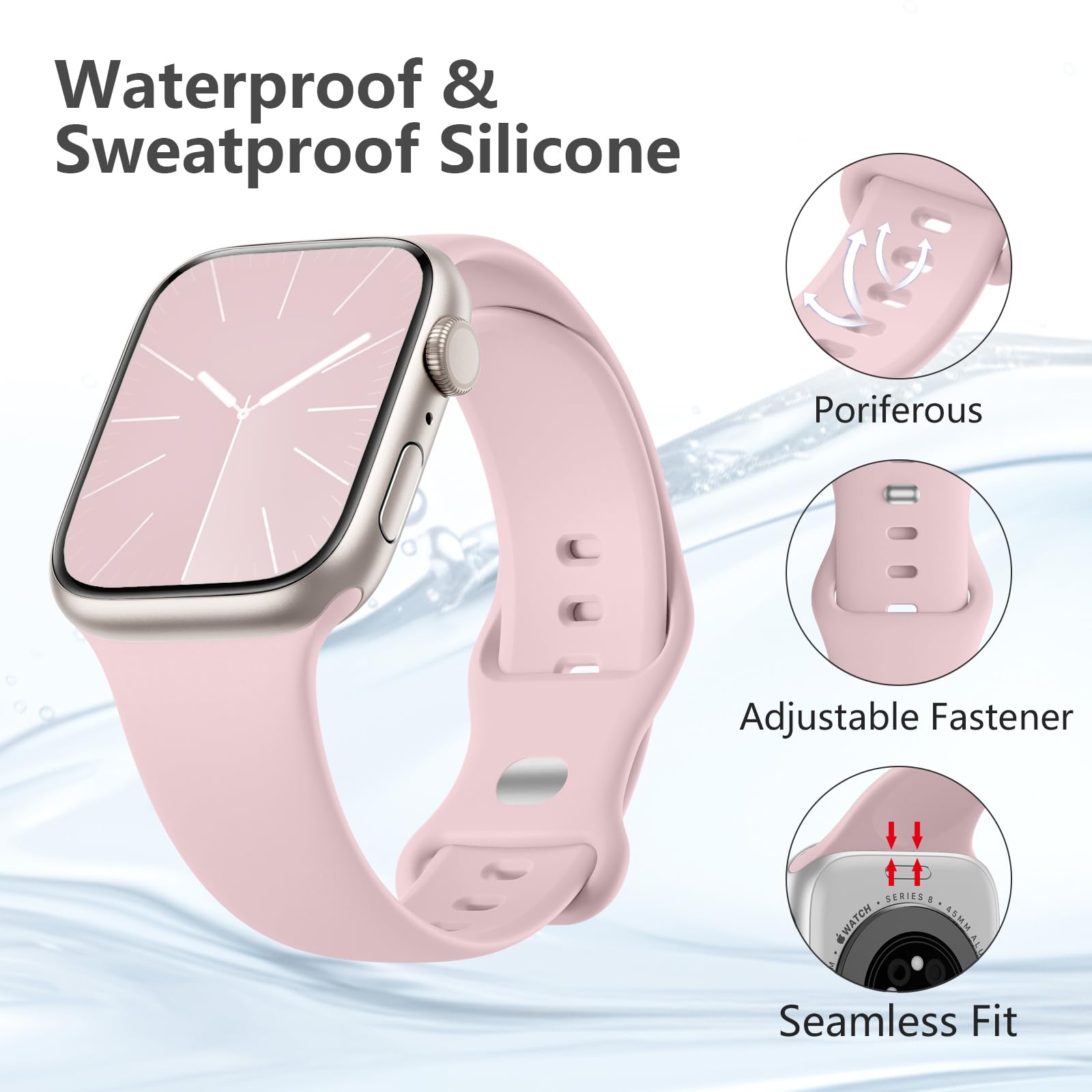 Imivio Sport Band Compatible With Apple Watch Bands For Women 38Mm 40Mm 41Mm 42Mm 44Mm 45Mm 49Mm For Men, Soft Silicone Waterpro