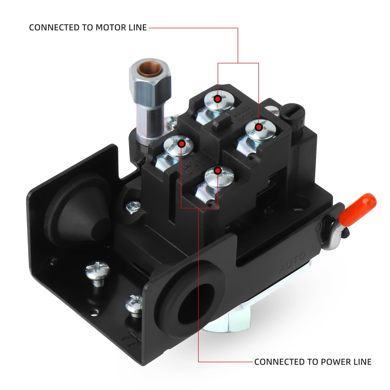 Meanlin Measure Air Compressor Pressure Switch Control Valve 95 125 Psi 110V 240V 1 Way Replacement Parts With 0 180 Pressure Ga