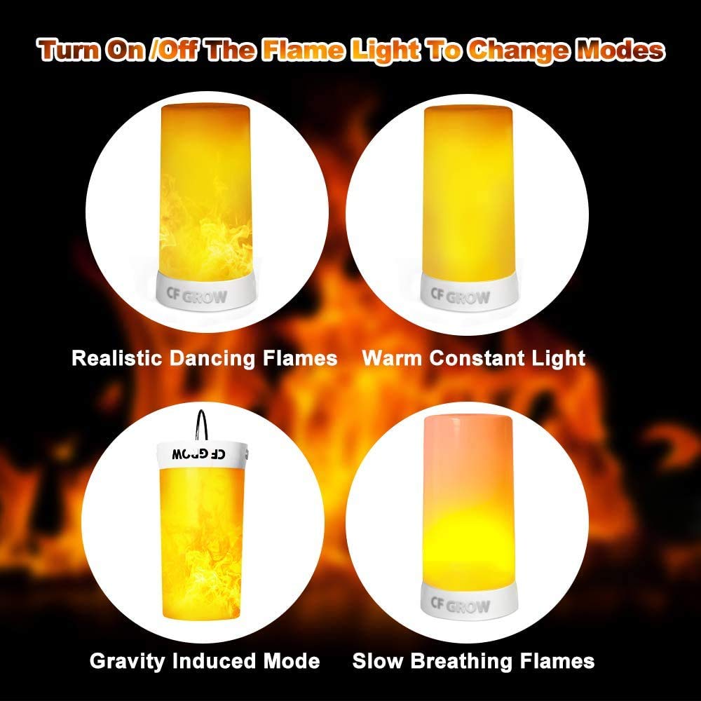 Led Flame Effect Light, Fireplace Light With Remote & Timer, Usb Rechargeable Battery Operated Flame Lamp, Waterproof Dimmable 4