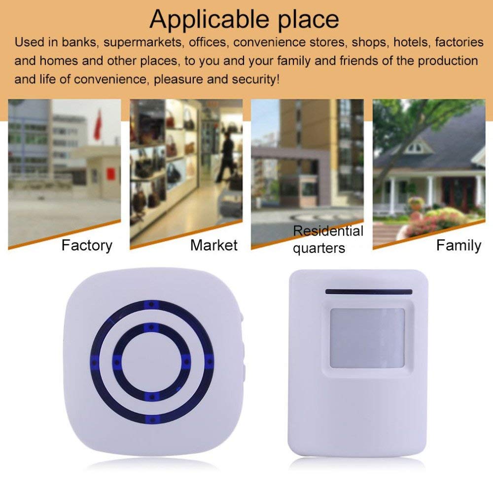Door Chime,Wireless Business Door Motion Sensor Detector Smart Visitor Doorbell Home Security Driveway Alarm With 1 Plug In Rece