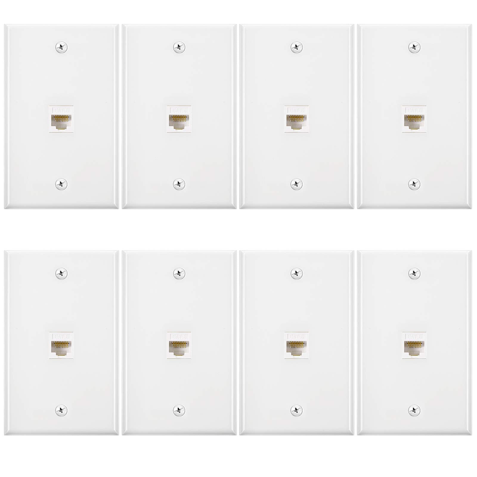 8 Pieces Ethernet Wall Plate, Rj45 Cat6 Female To Female Jack Inline Coupler Plates Ethernet Cable Faceplates With Single Port (